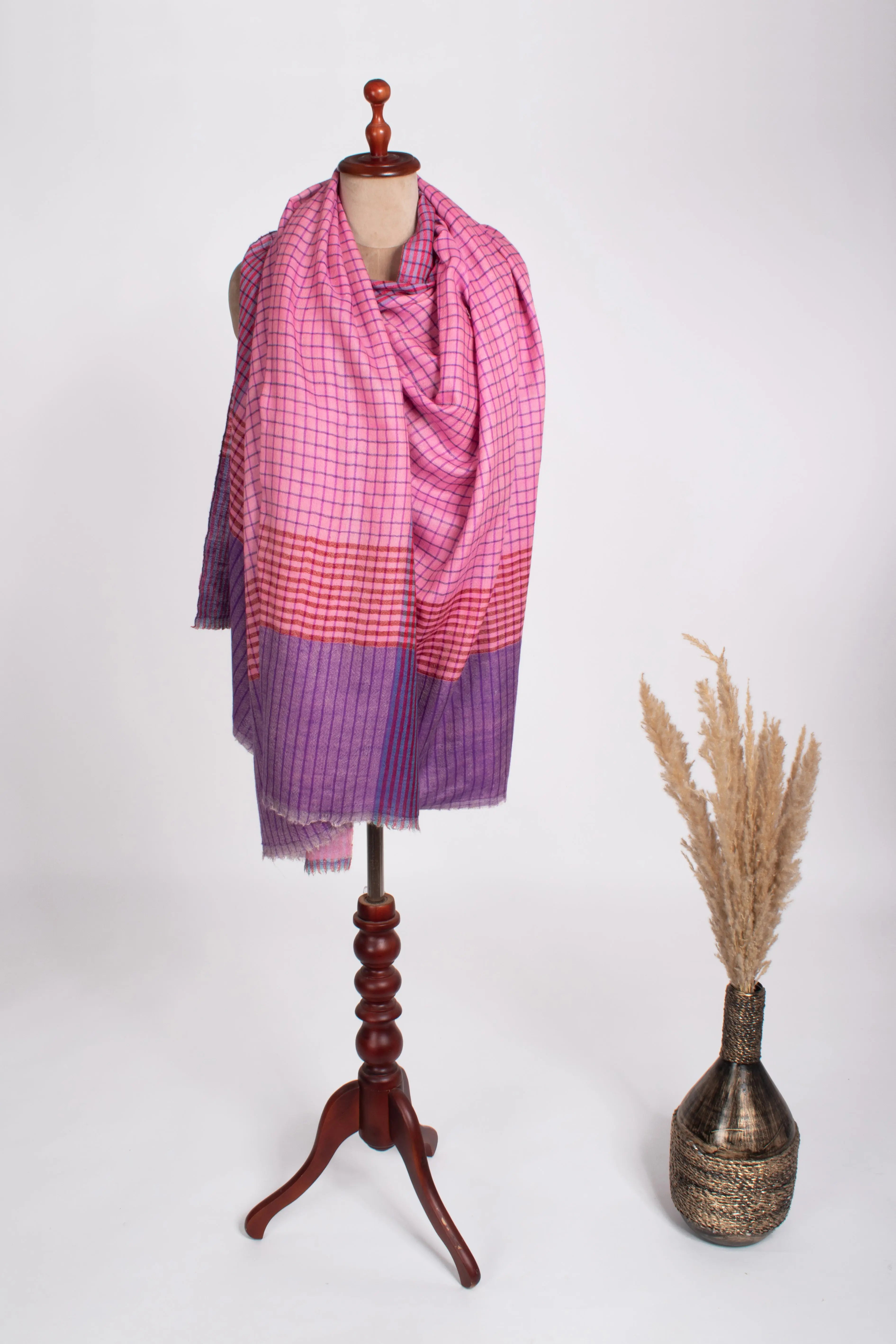 Two Leaf Pink Dorukha Pashmina Shawl Shahkaar