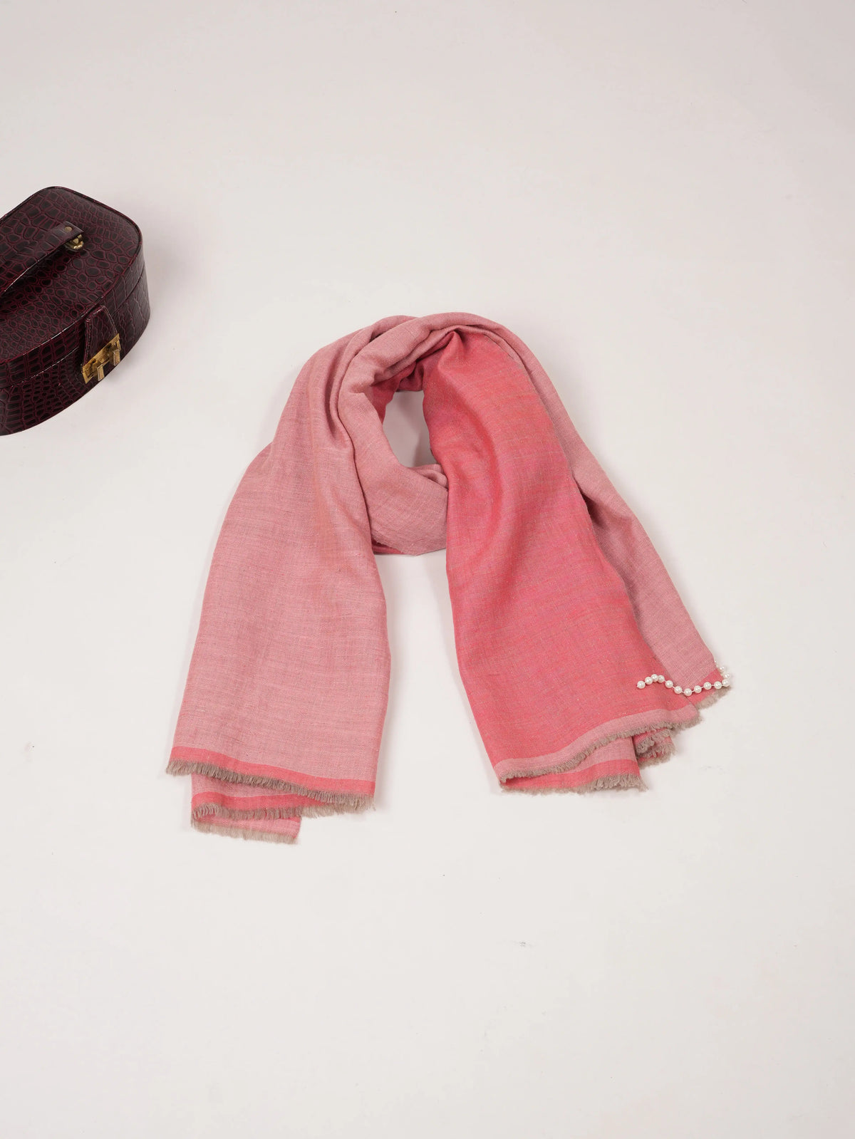 Peach Dual Shade Lightweight Handwoven Pashmina Shawl