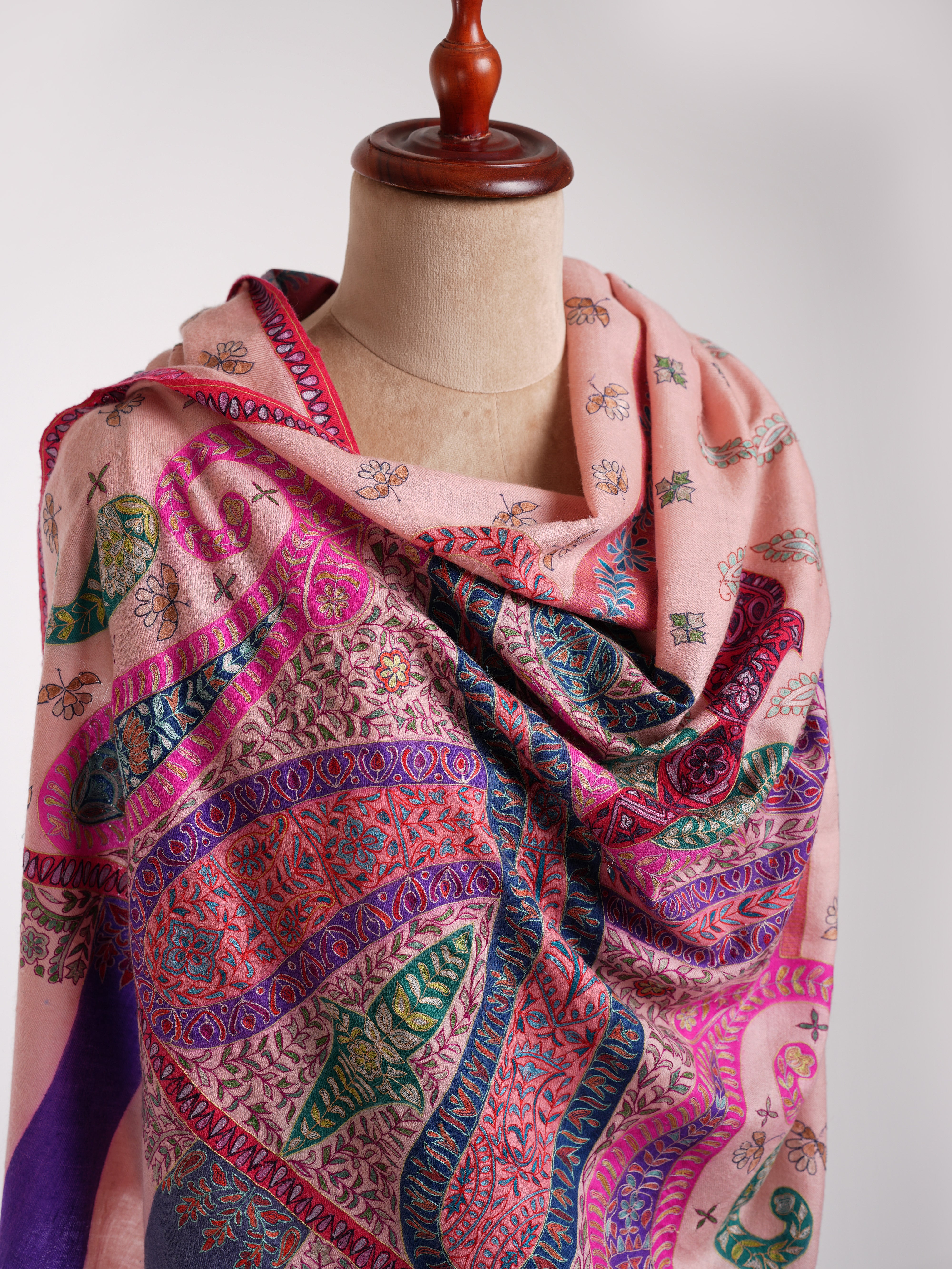 Handpainted Kalamkari Cashmere Embroidered Stole