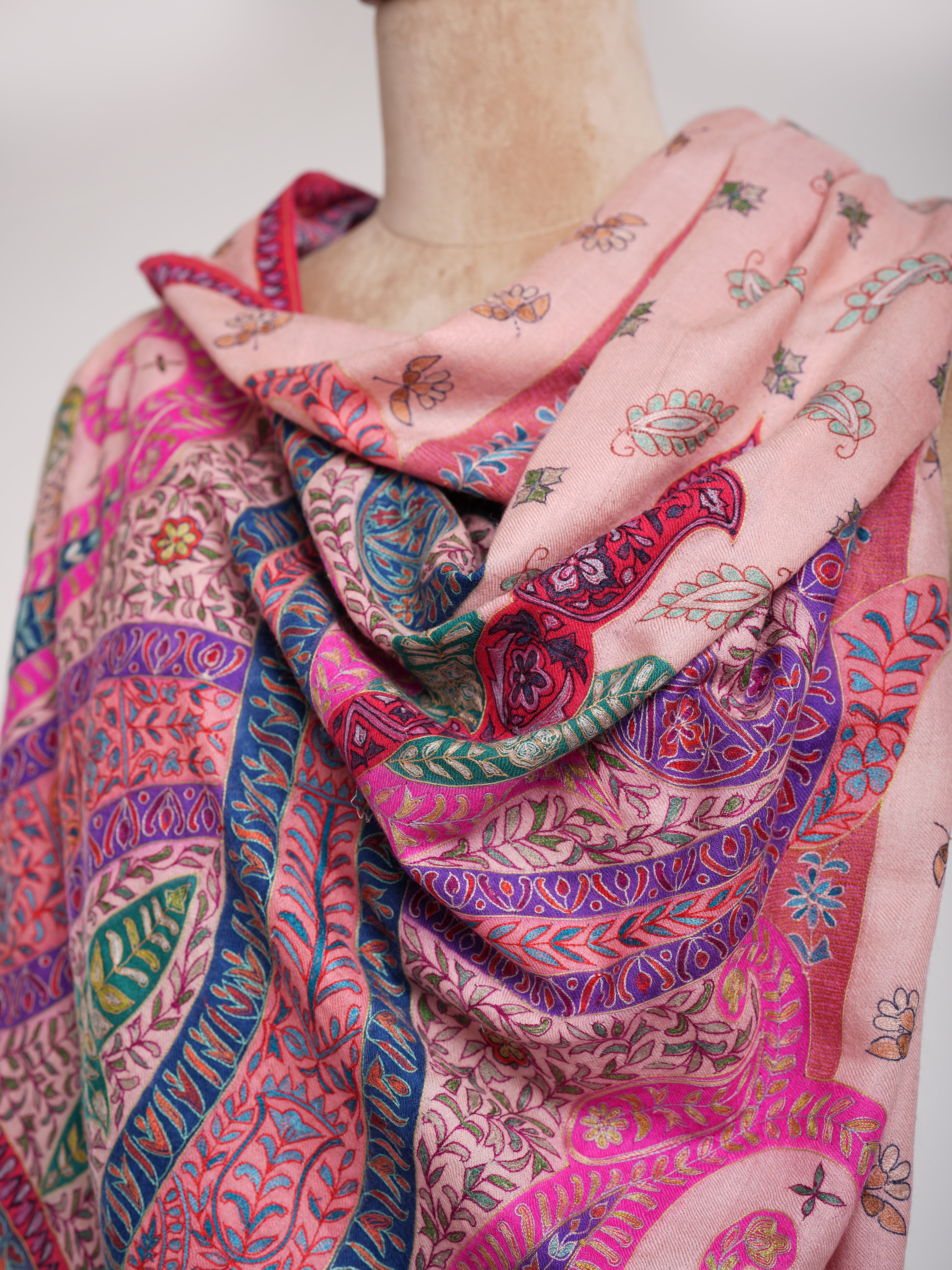 Handpainted Kalamkari Cashmere Embroidered Stole