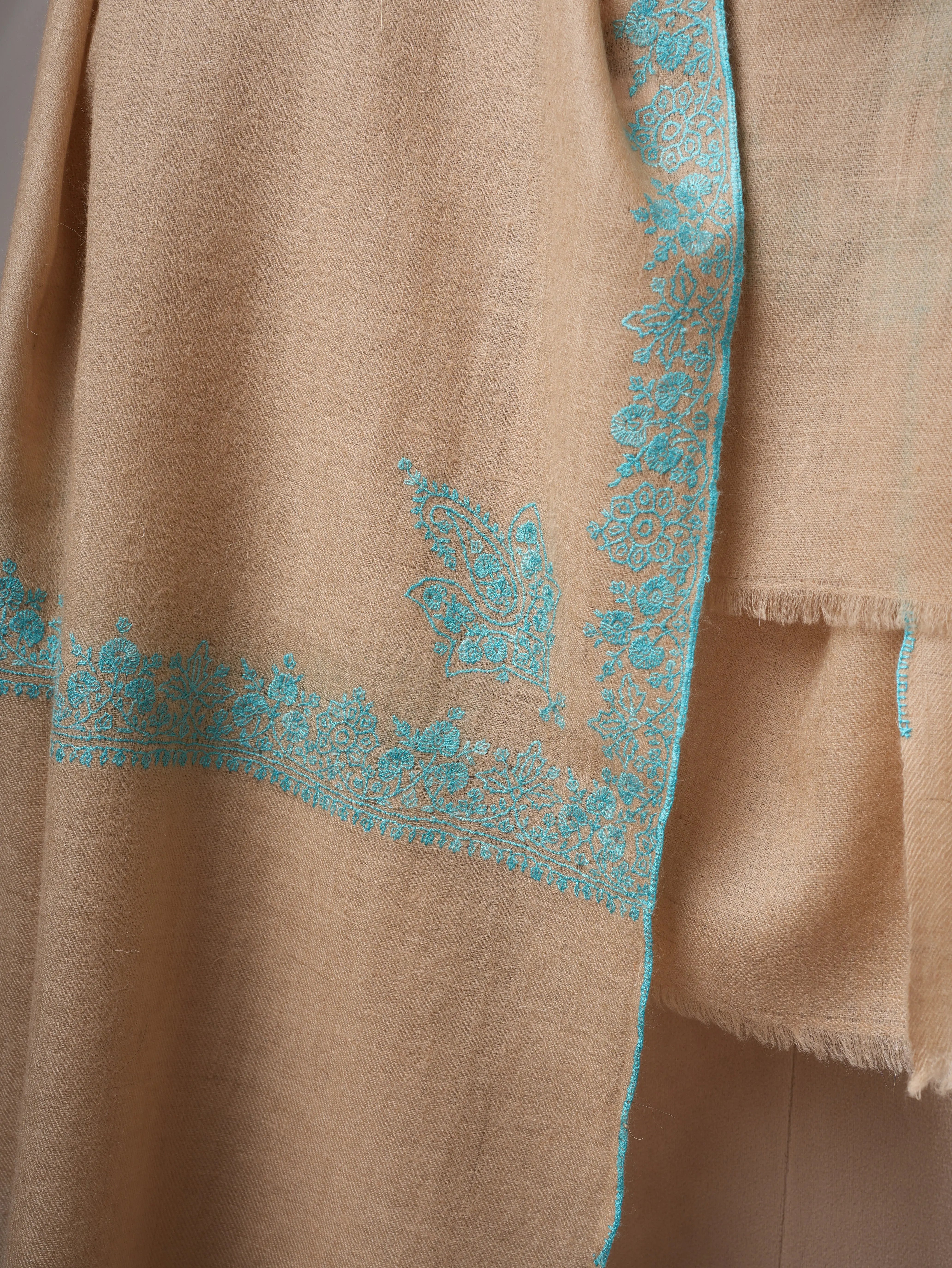 Hashia Embroidered Baby Soft Kashmiri Pashmina Shawl – Elegant Handwoven Luxury Shahkaar