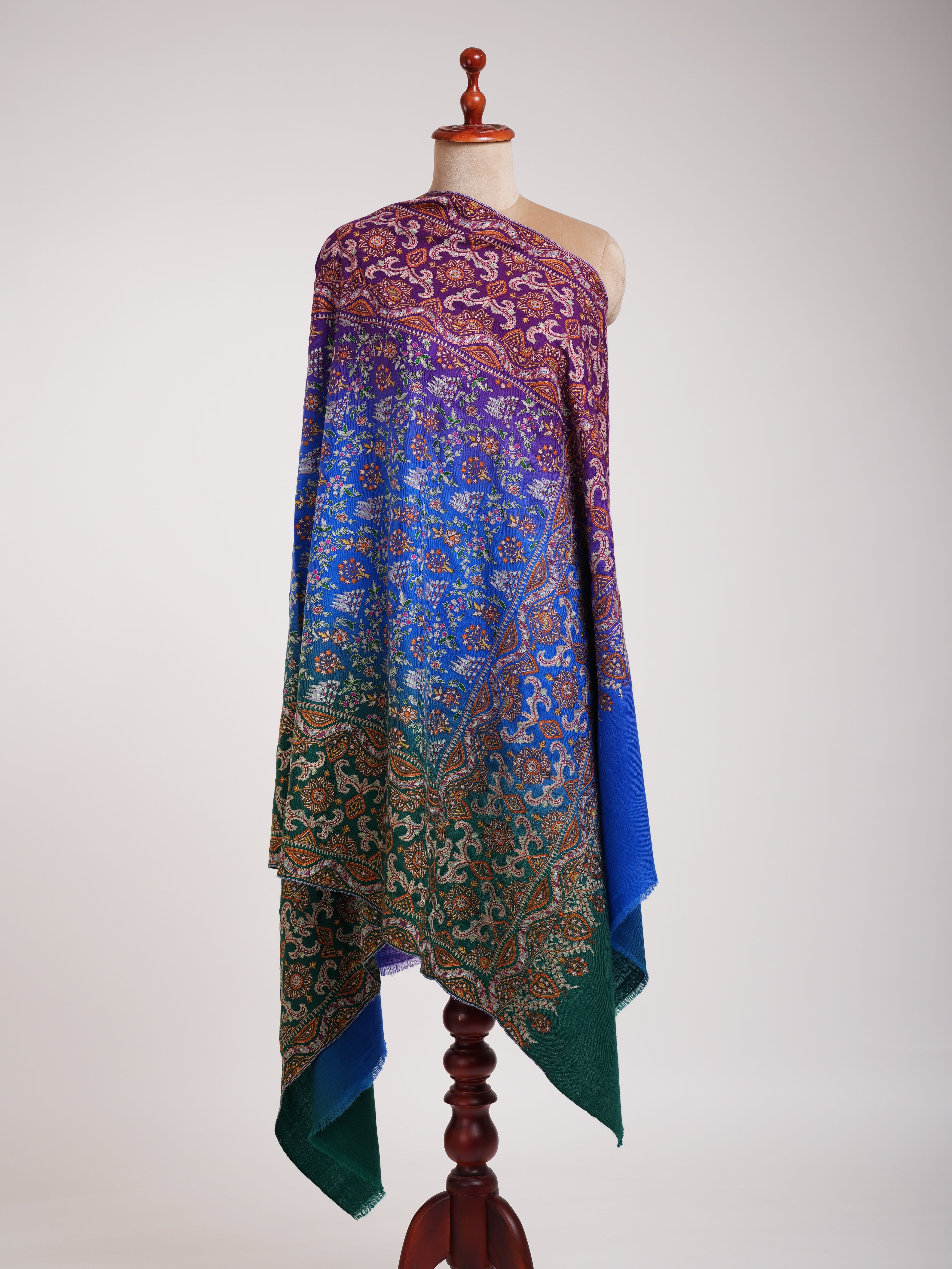 Ombre Hand Embroidered Indian Pashmina Wrap