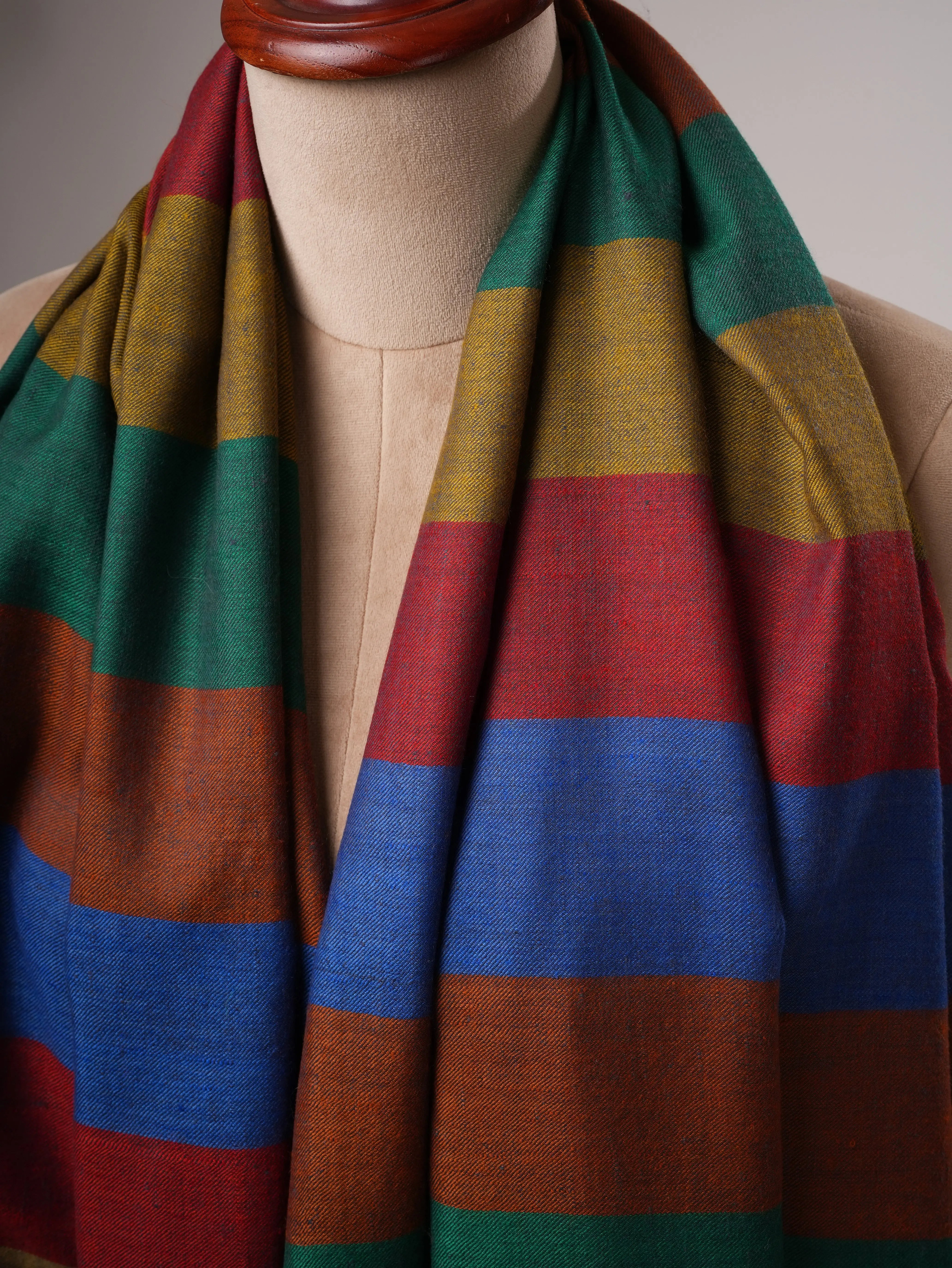 Shahkaar Featherlight Striped Handloom Pashmina Shawl Shahkaar