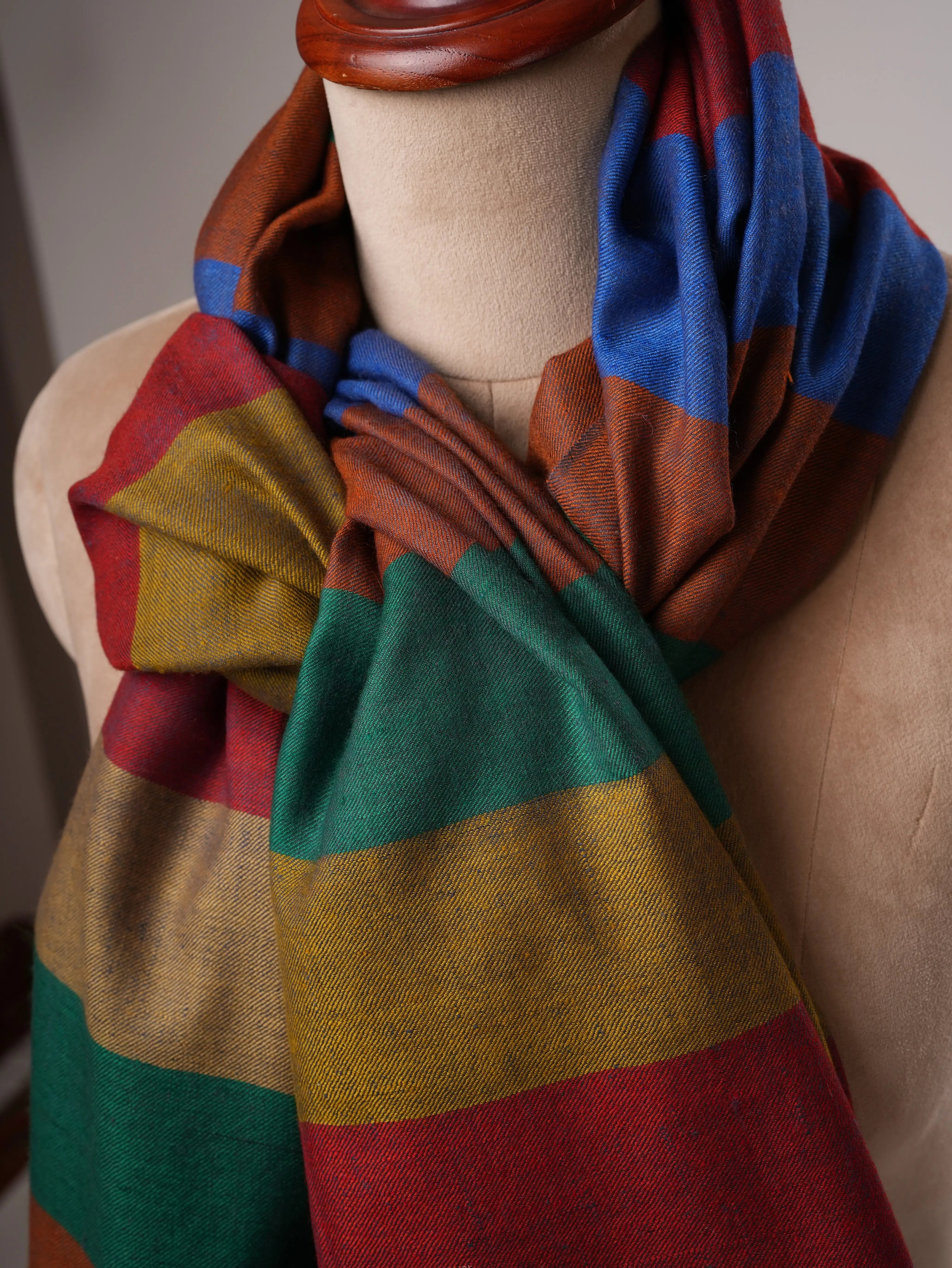 Shahkaar Featherlight Striped Handloom Pashmina Shawl Shahkaar