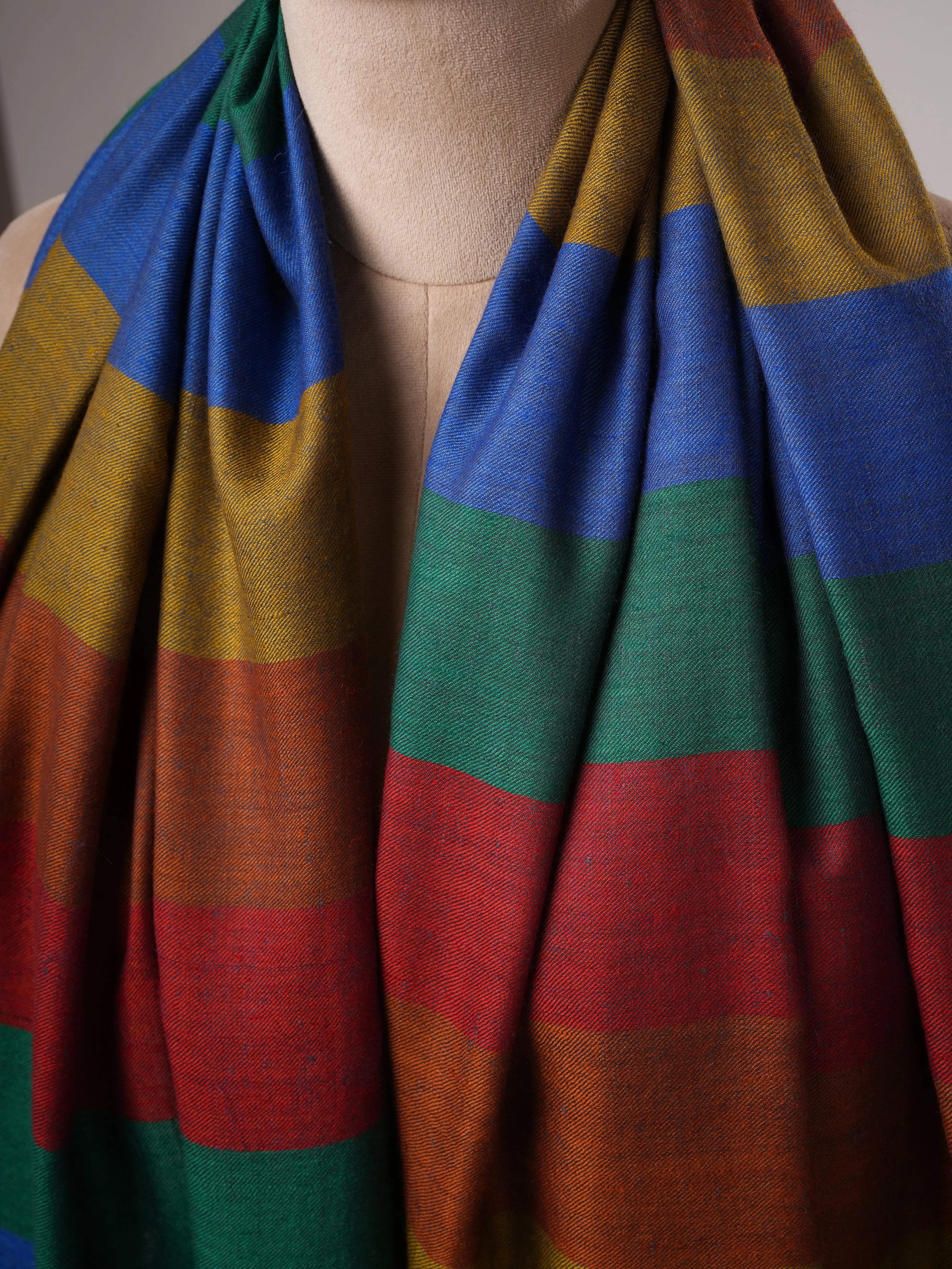 Shahkaar Striped Featherlight Handloom Pashmina Shawl Shahkaar