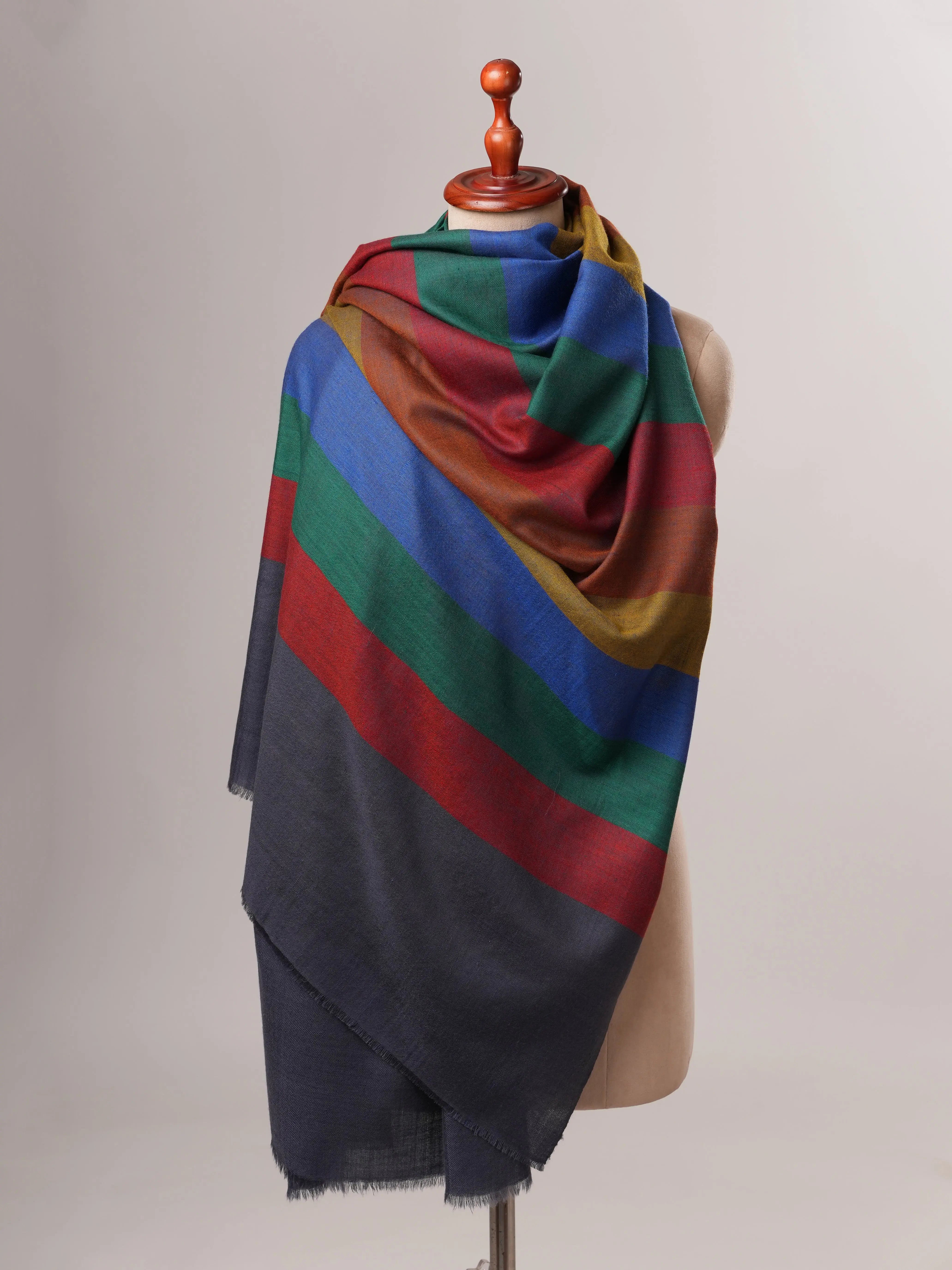 Shahkaar Striped Featherlight Handloom Pashmina Shawl Shahkaar