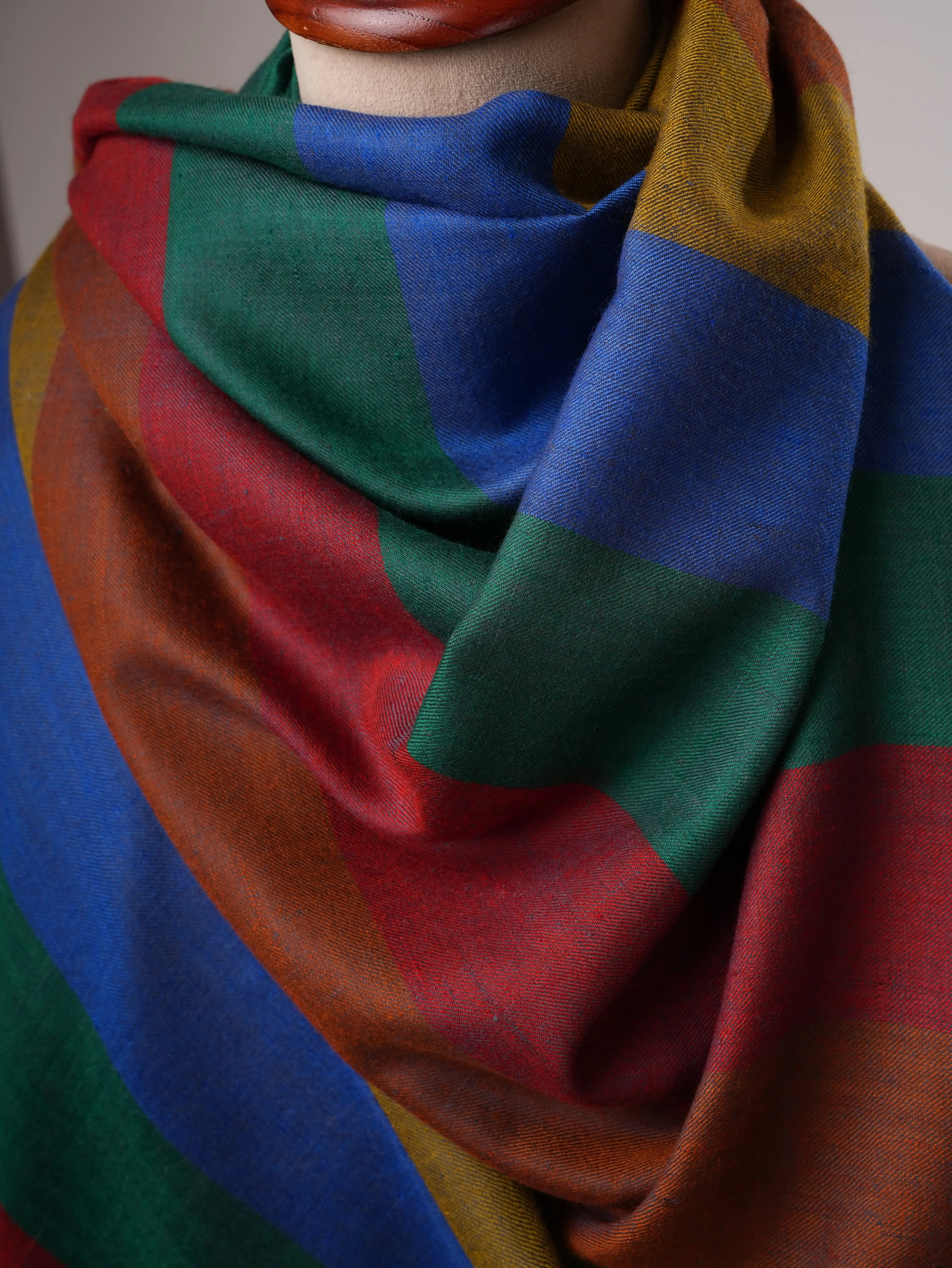 Shahkaar Striped Featherlight Handloom Pashmina Shawl Shahkaar