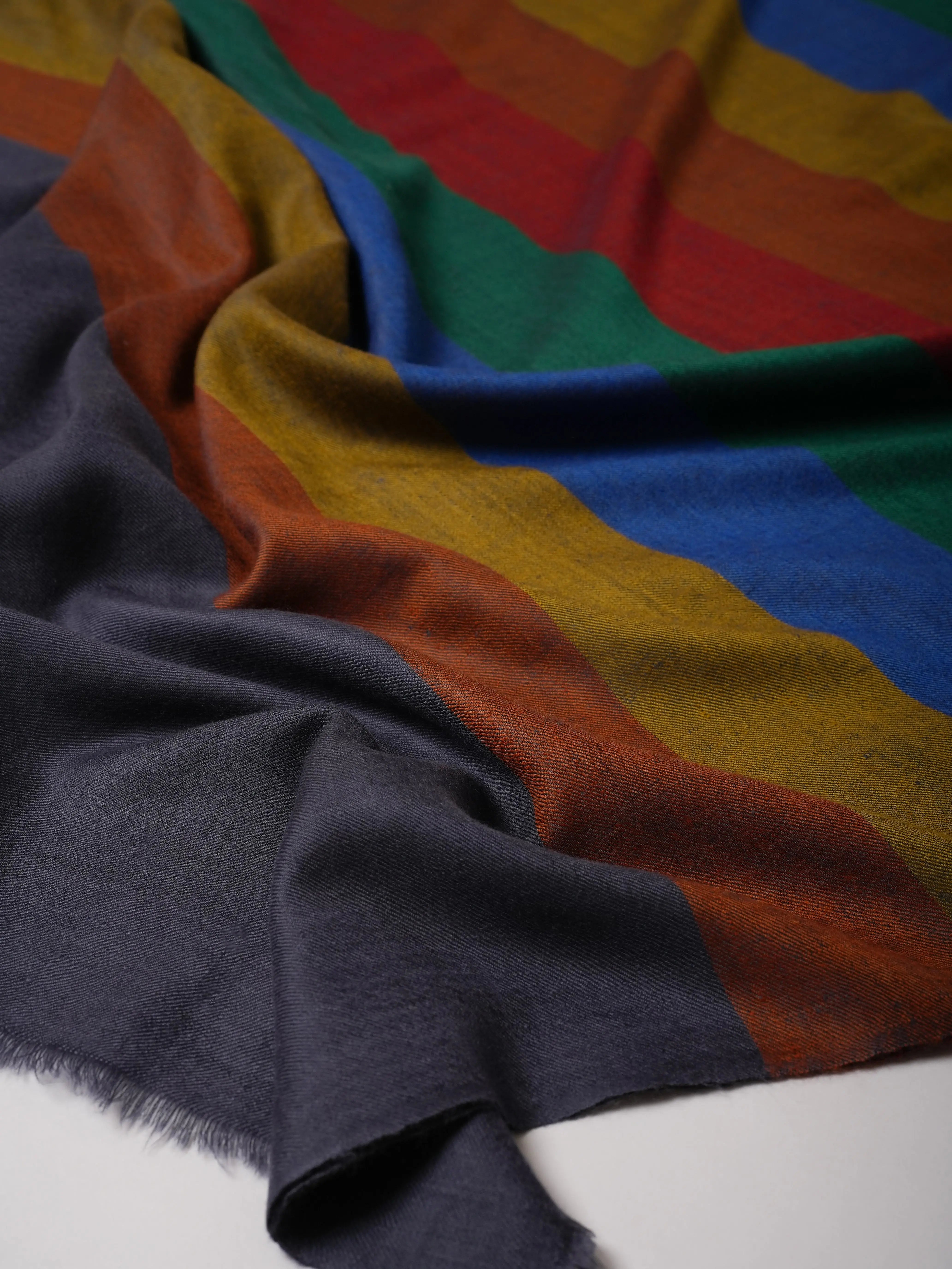 Shahkaar Striped Featherlight Handloom Pashmina Shawl Shahkaar