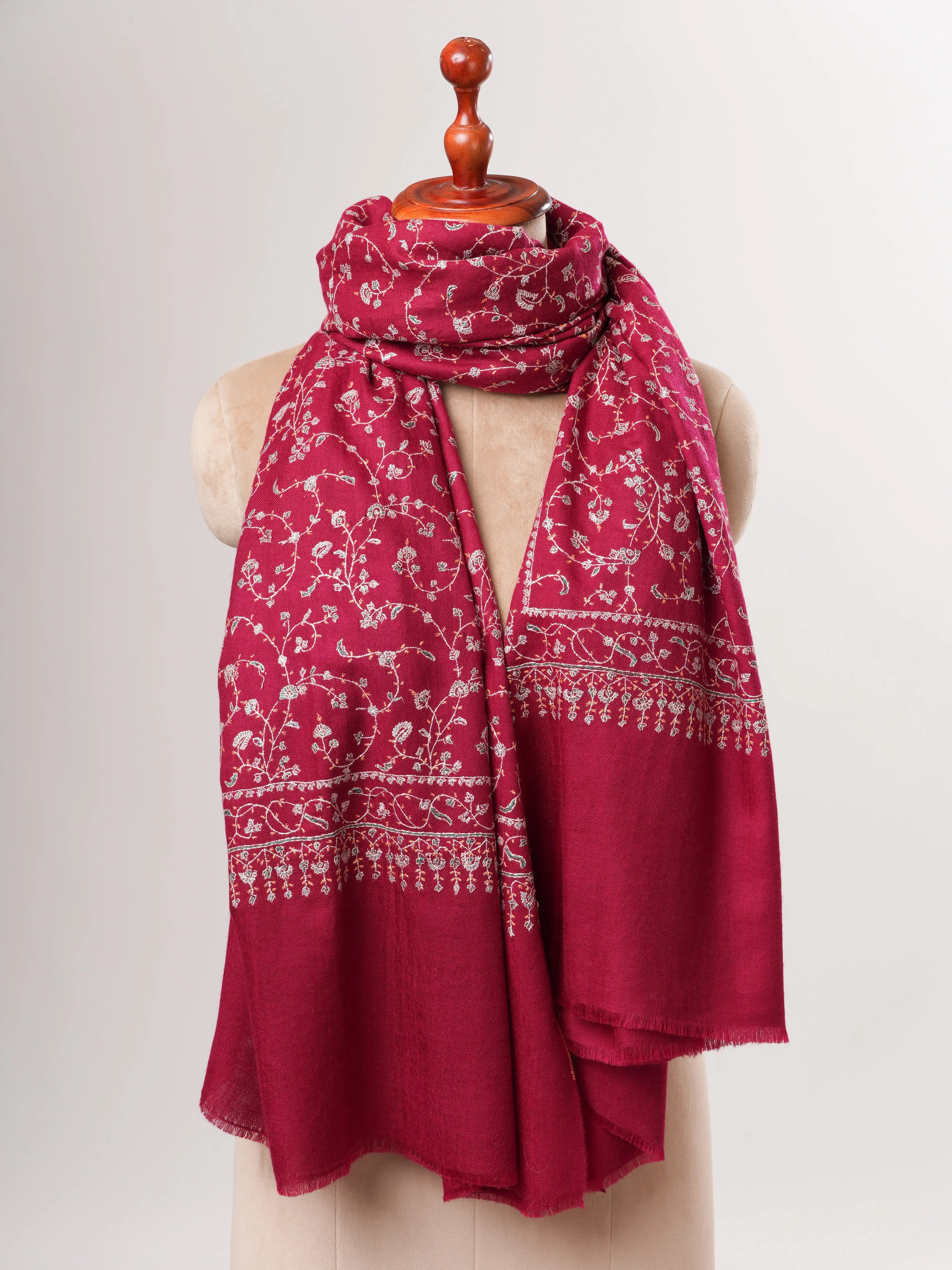 Pure Kashmiri Pashmina Shawl with Fine Jali Needlework Shahkaar