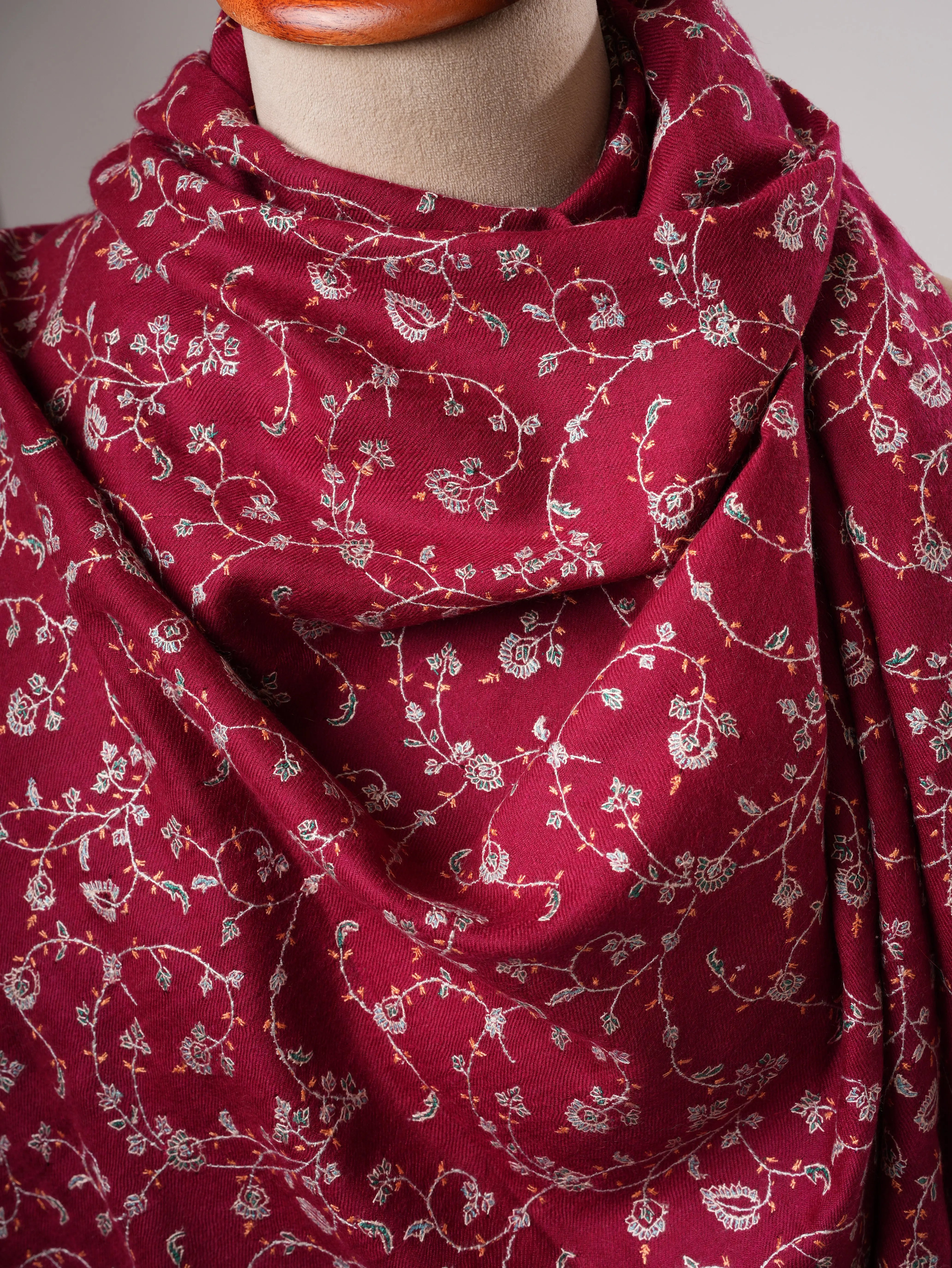 Pure Kashmiri Pashmina Shawl with Fine Jali Needlework Shahkaar