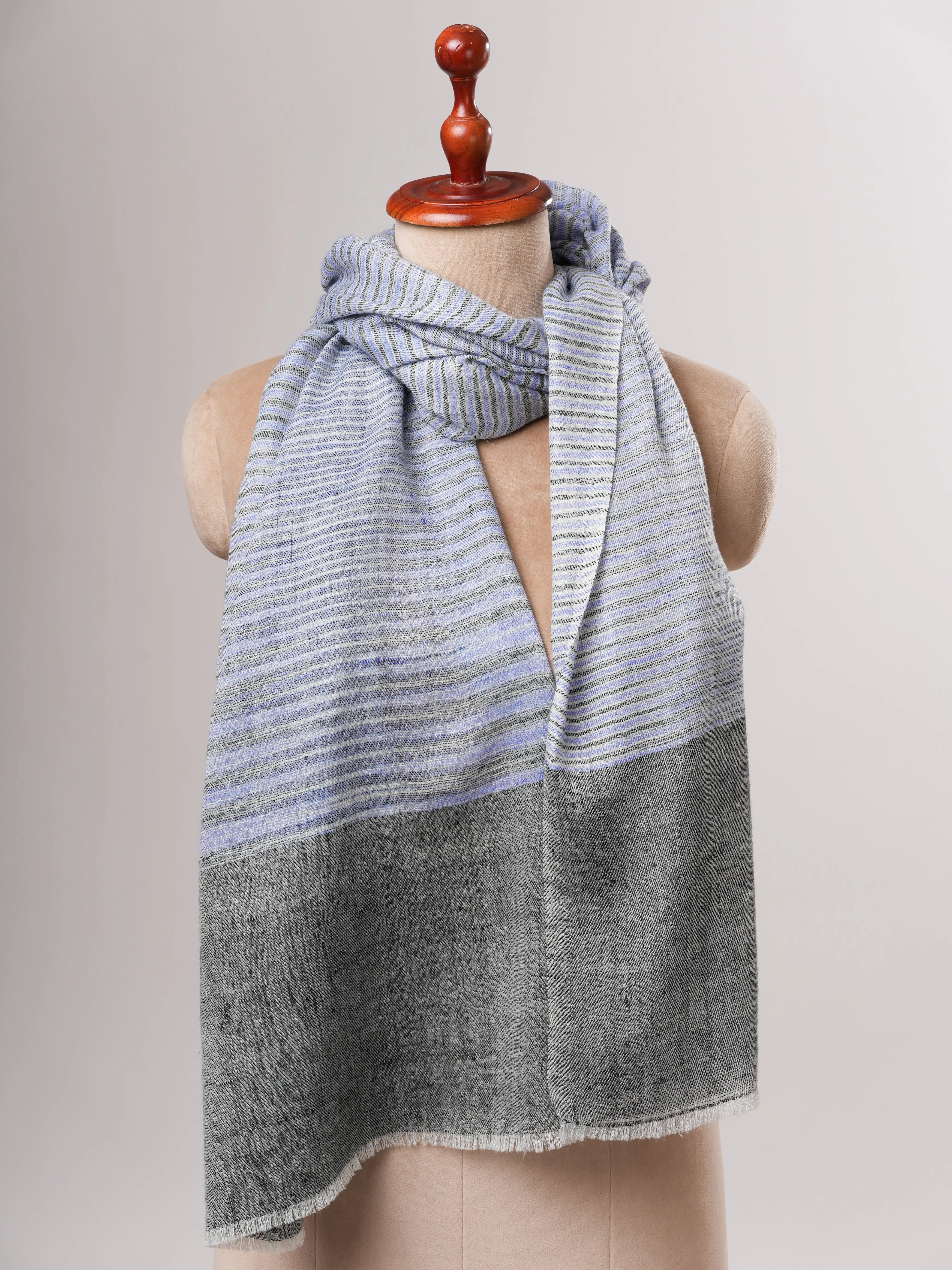Featherlight Baby Blue Handwoven Cashmere Scarf Shahkaar