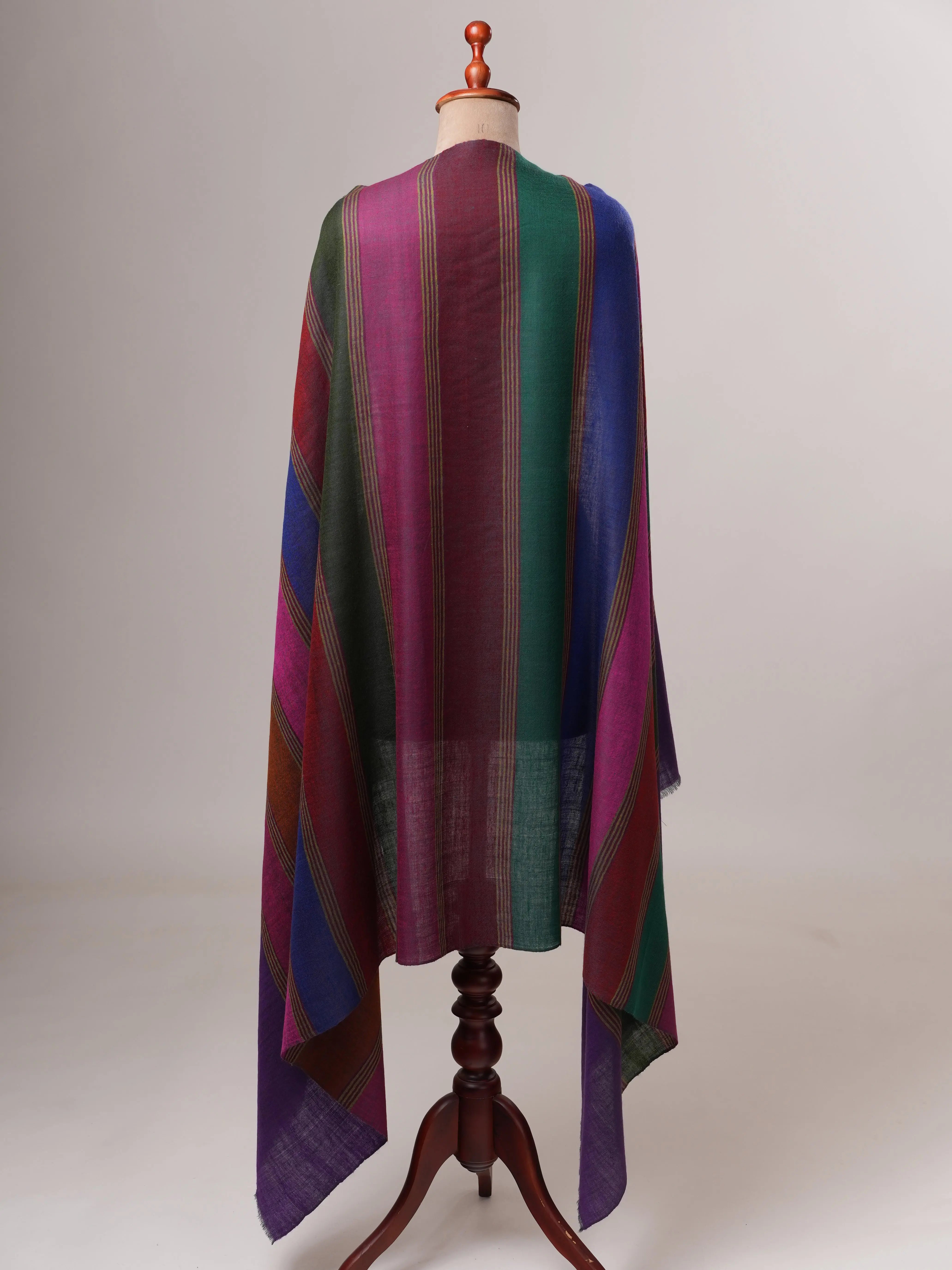 Lightweight Striped Handloom Pashmina Shawl Shahkaar