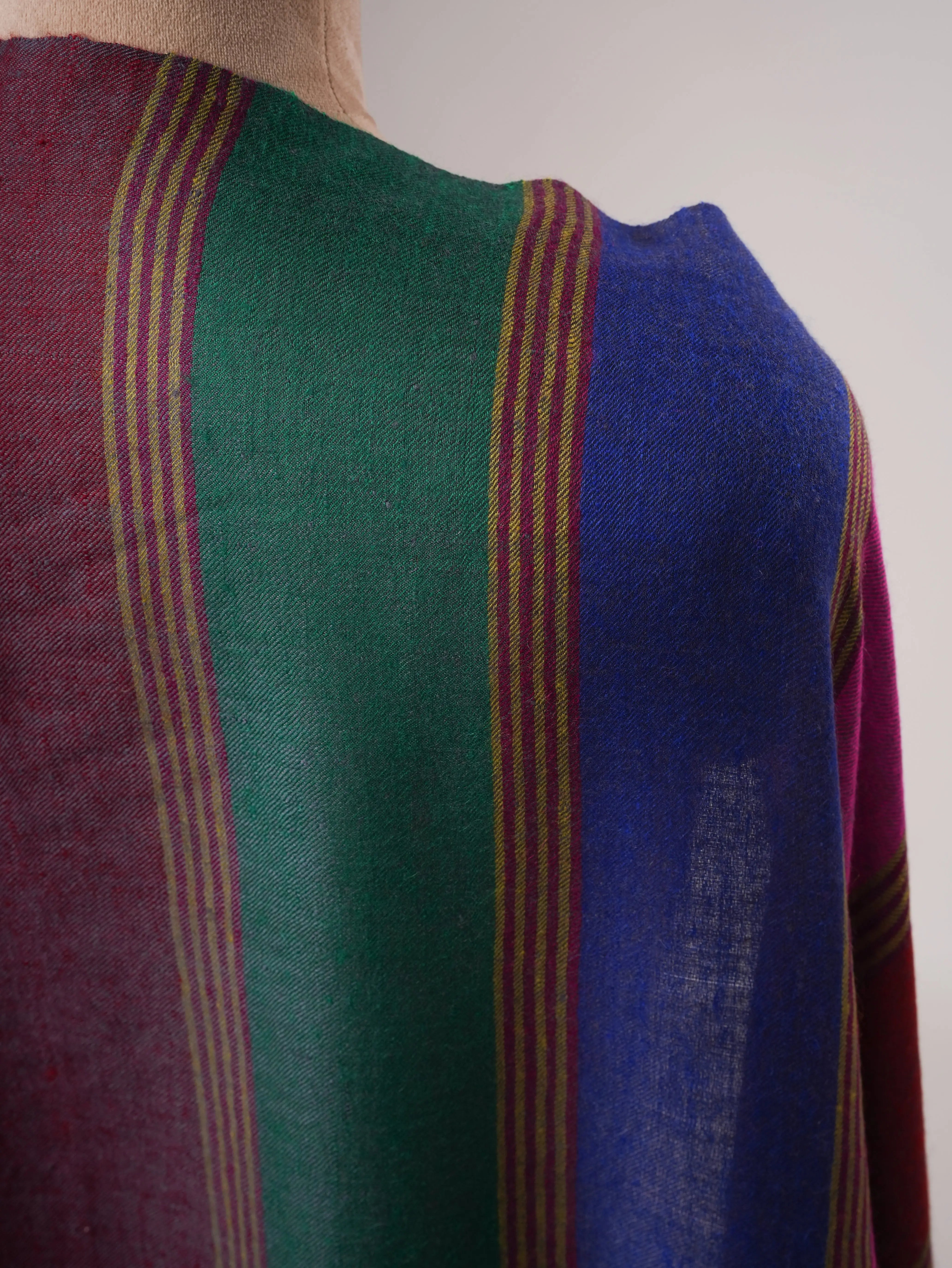 Lightweight Striped Handloom Pashmina Shawl Shahkaar