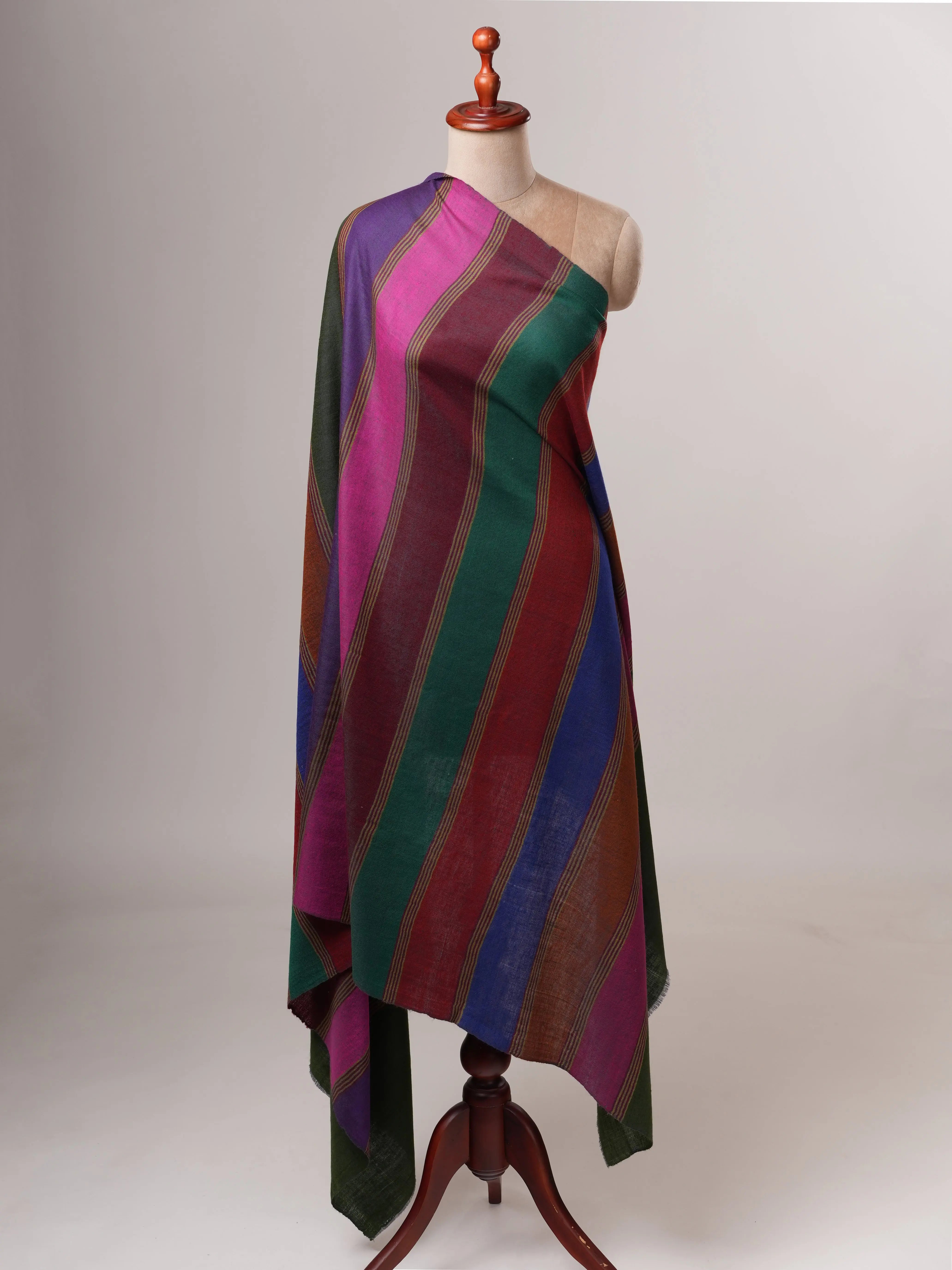 Handwoven Festive Striped Pashmina Shawl Shahkaar