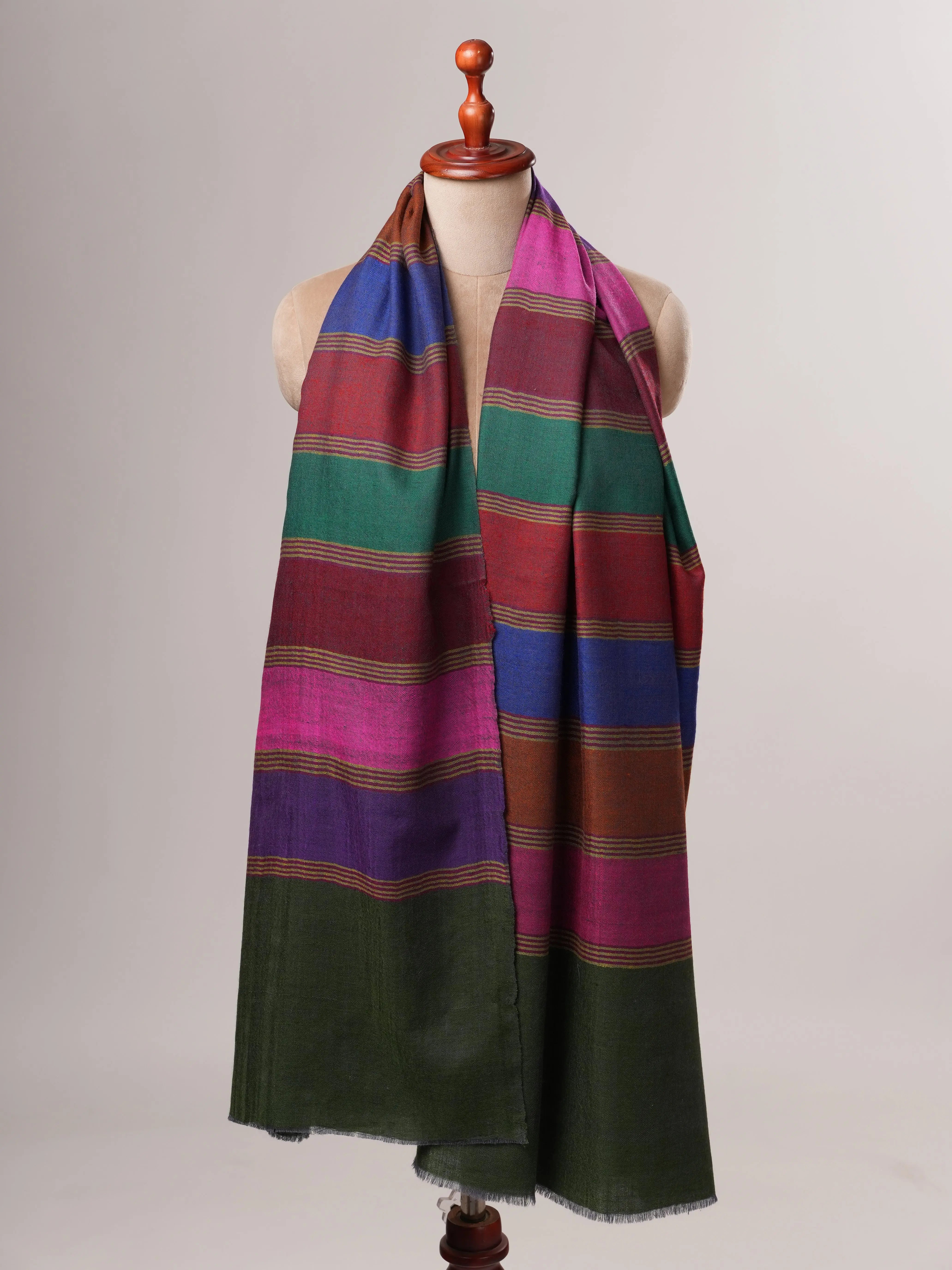 Handwoven Festive Striped Pashmina Shawl Shahkaar