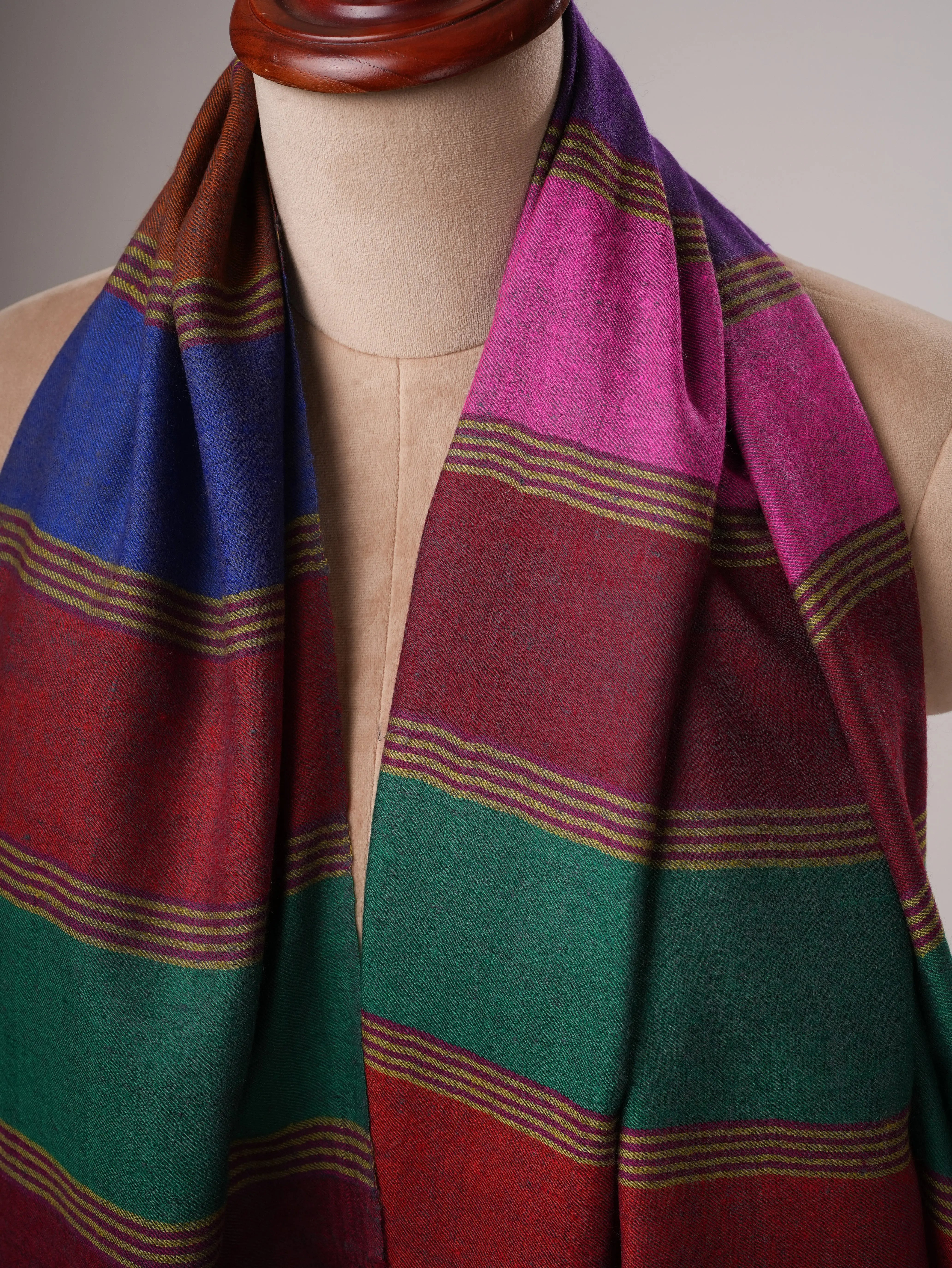 Handwoven Festive Striped Pashmina Shawl Shahkaar
