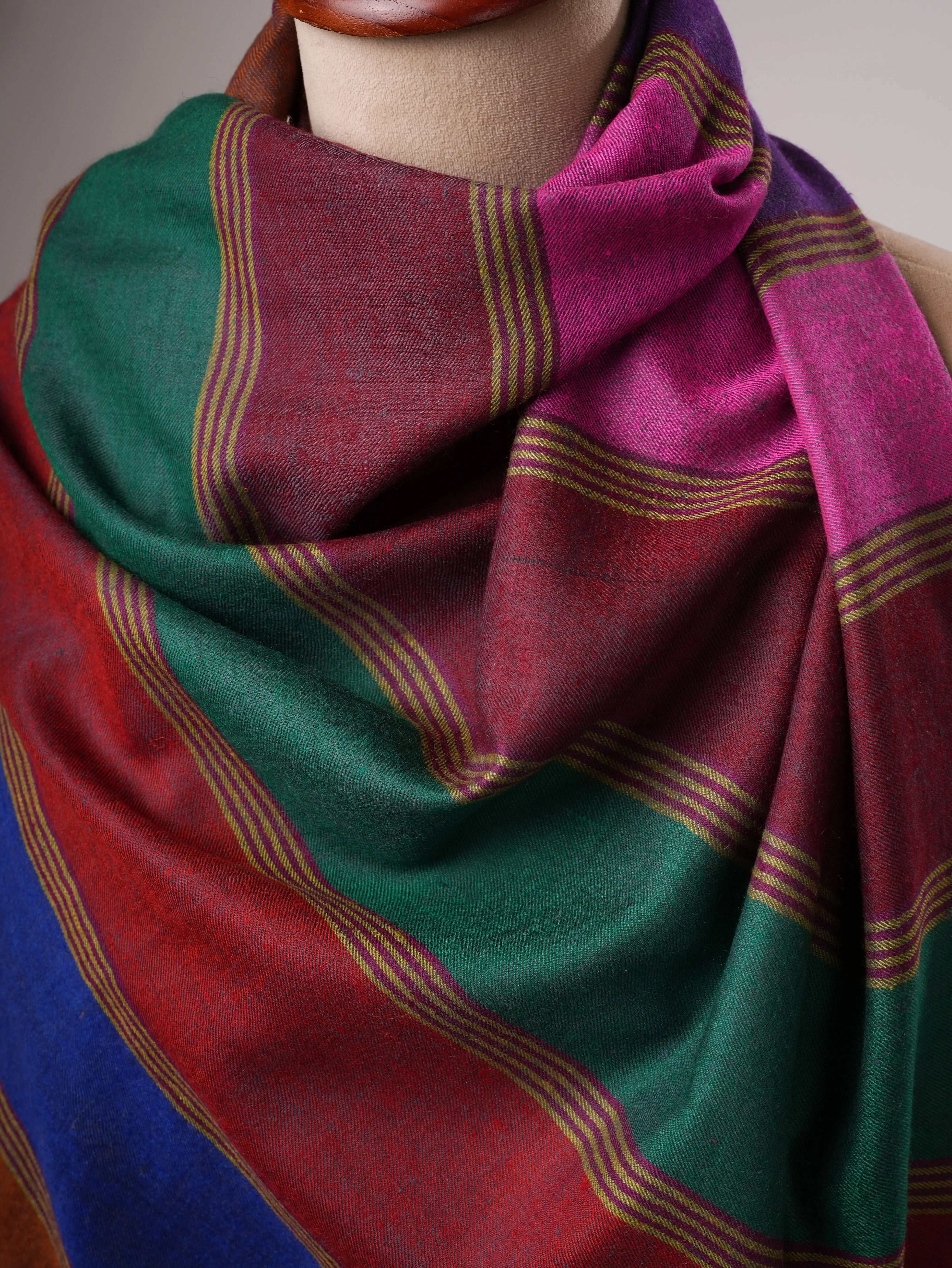 Handwoven Festive Striped Pashmina Shawl Shahkaar