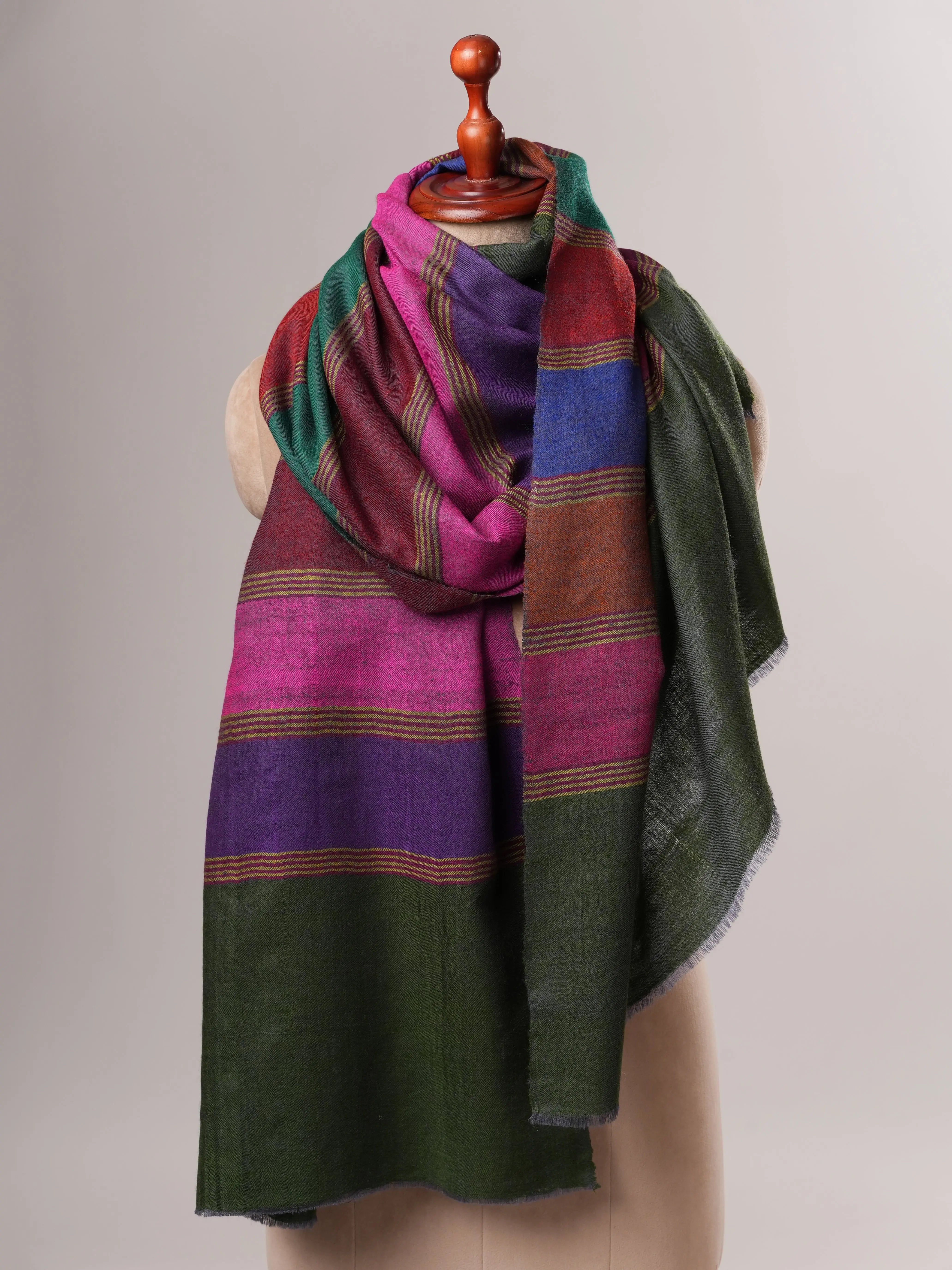 Handwoven Festive Striped Pashmina Shawl Shahkaar