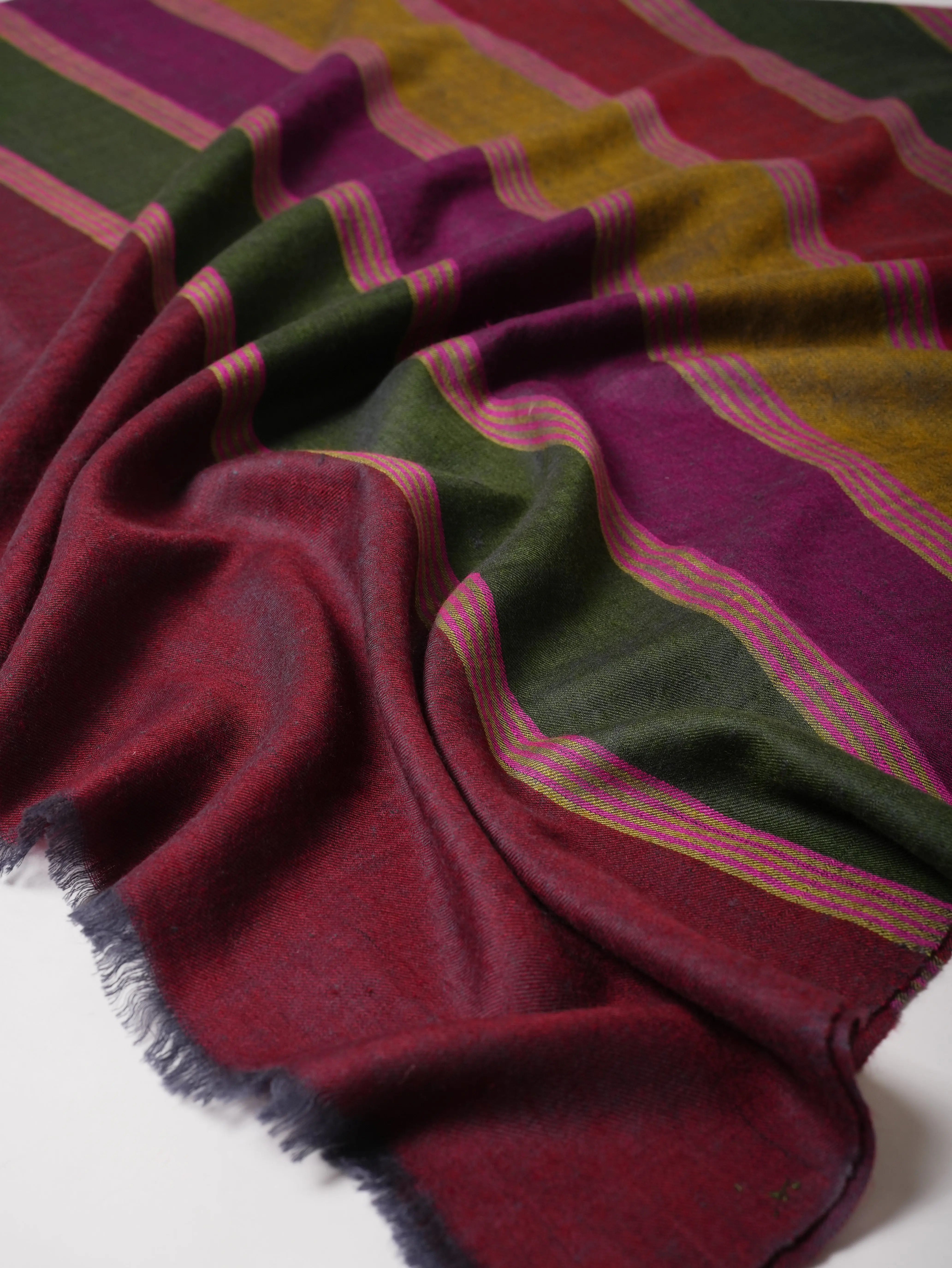 Warm Featherlight Striped Handwoven Pashmina Shawl Shahkaar