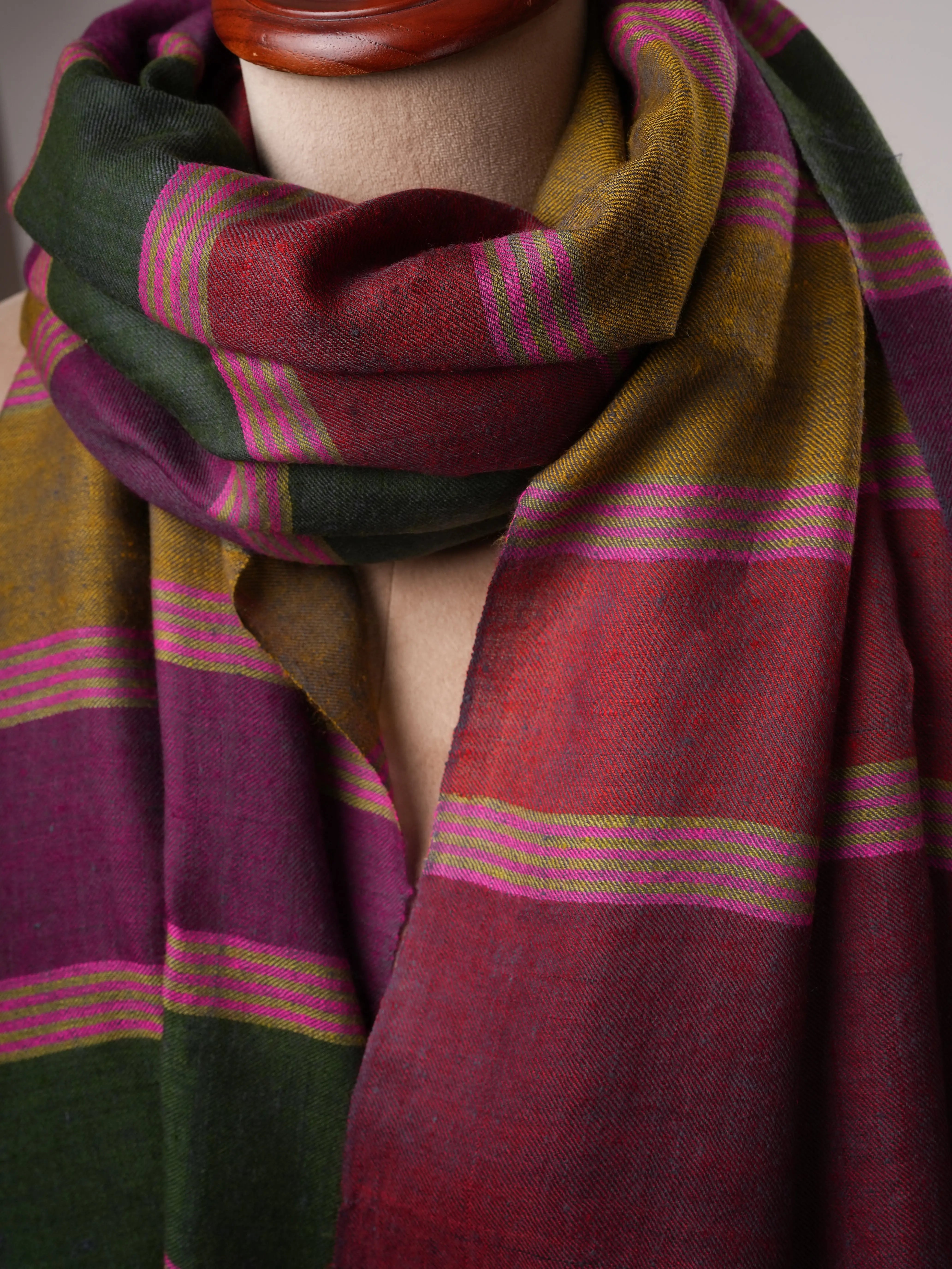 Warm Featherlight Striped Handwoven Pashmina Shawl Shahkaar
