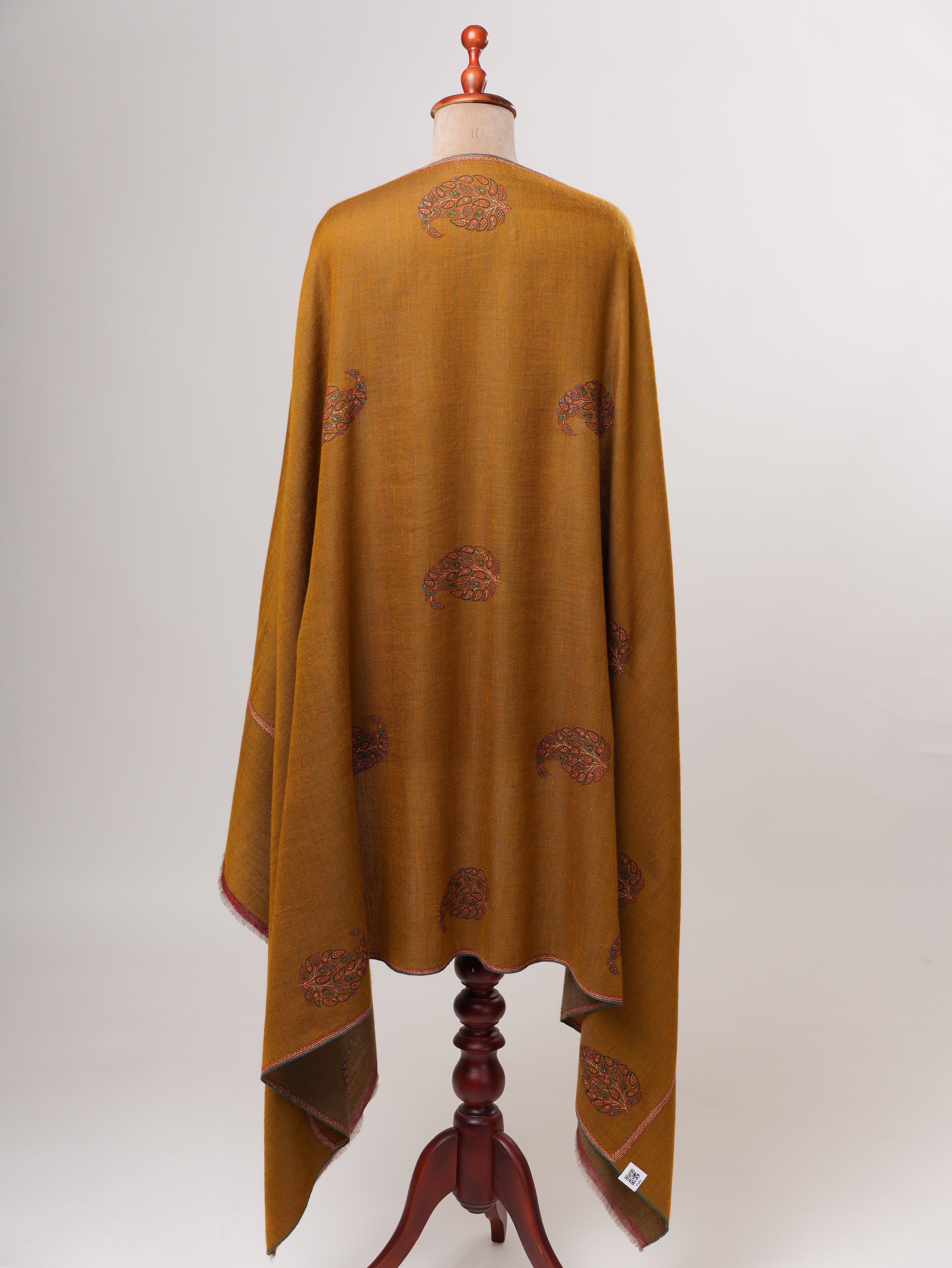 Dual Tone Handwoven Pashmina Shawl with Hand Embroidered Buteh Shahkaar