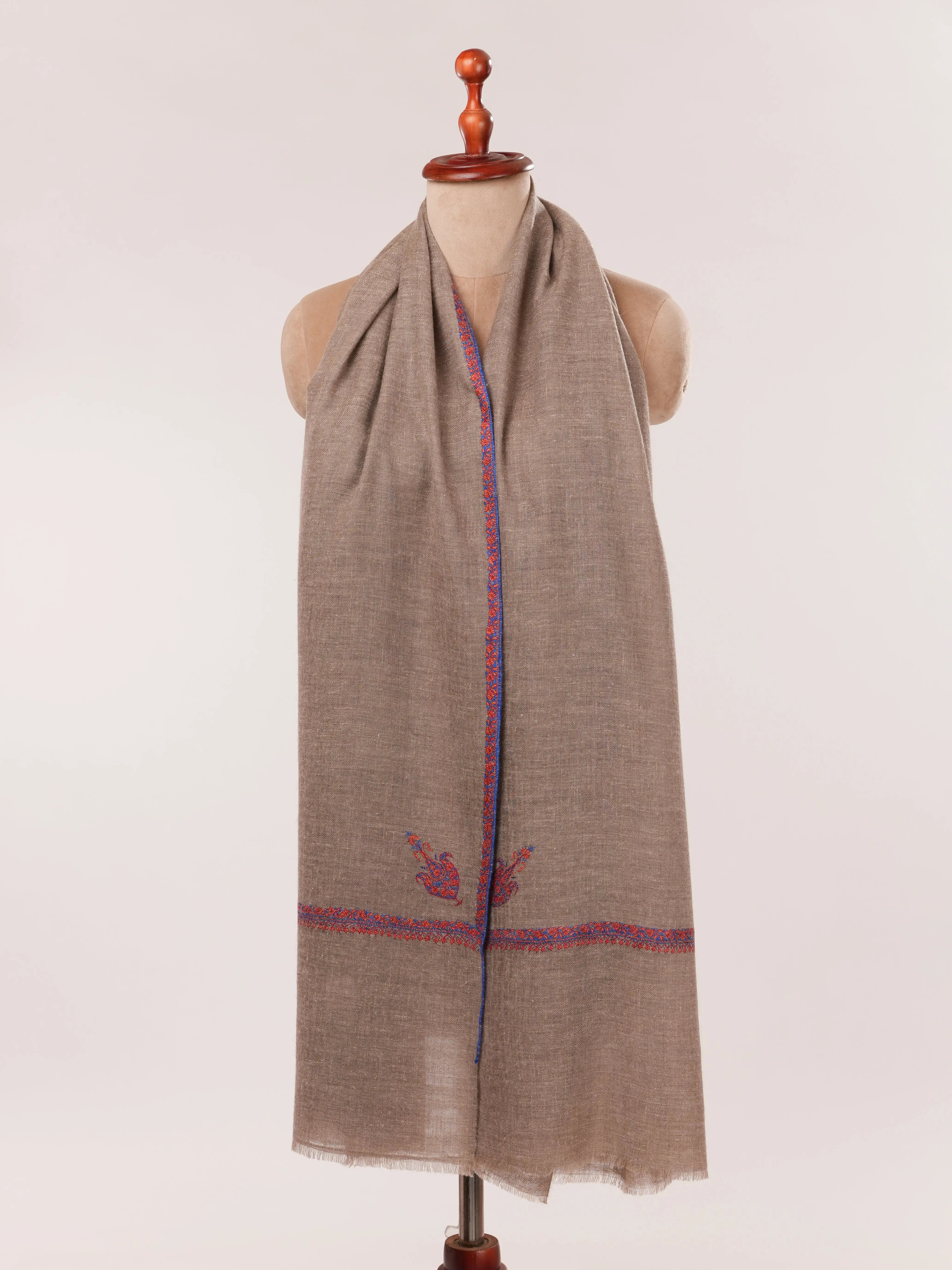 Featherlight Hand Embroidered Indian Cashmere Scarf Shahkaar.com