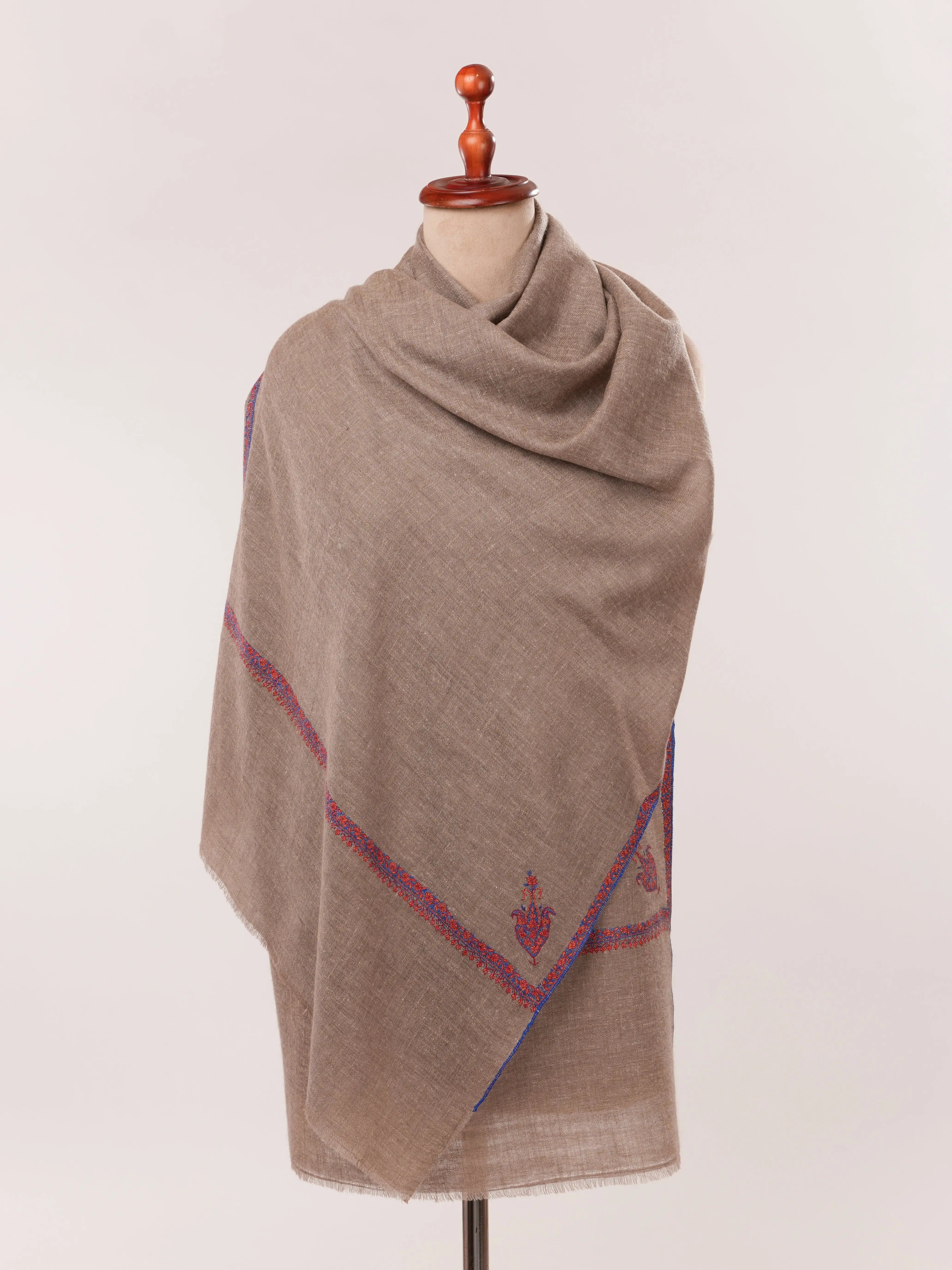 Featherlight Hand Embroidered Indian Cashmere Scarf Shahkaar.com