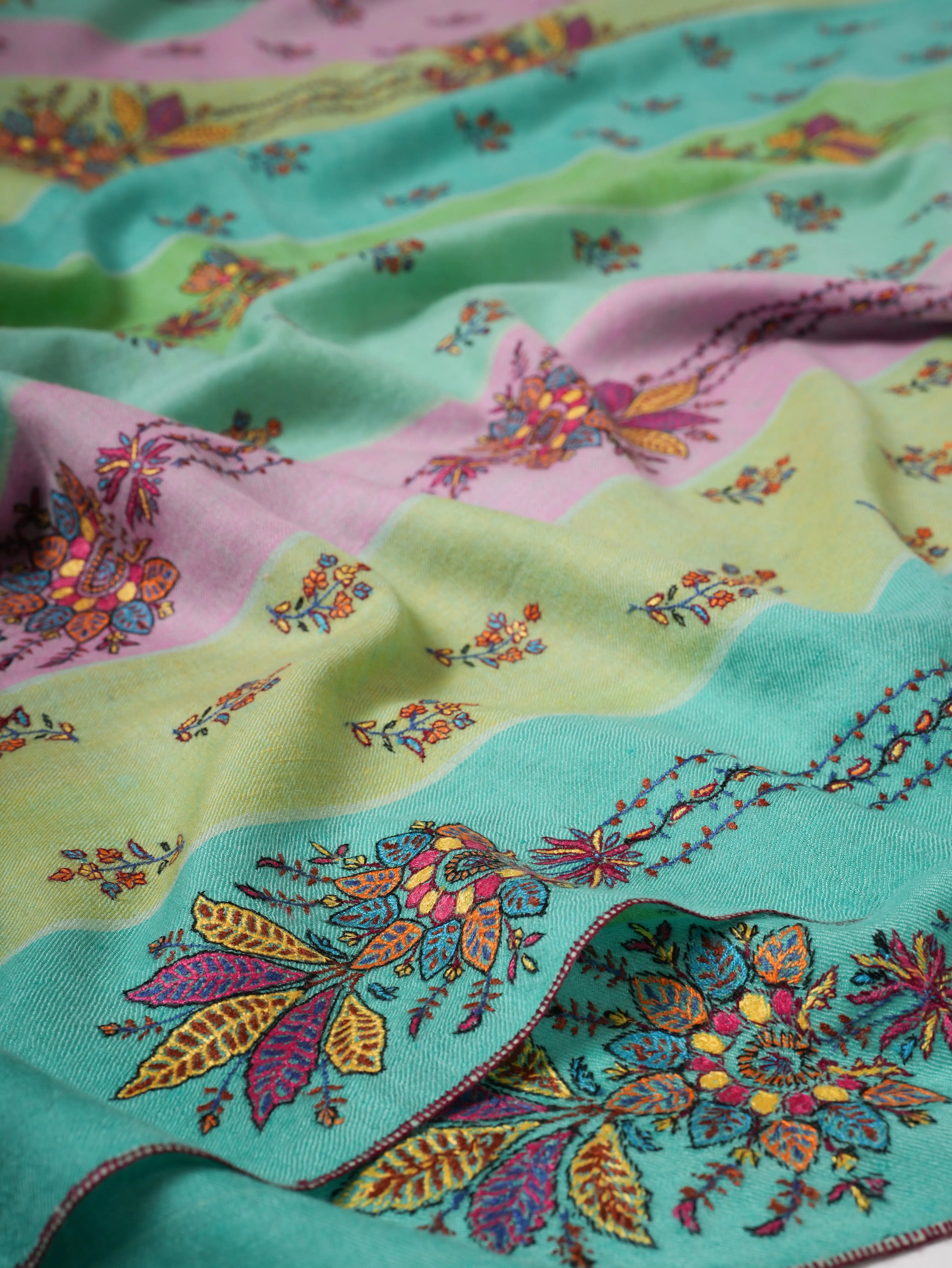 Handwoven Authentic Kashmiri Pashmina Shawl with Hand Embroidery Shahkaar