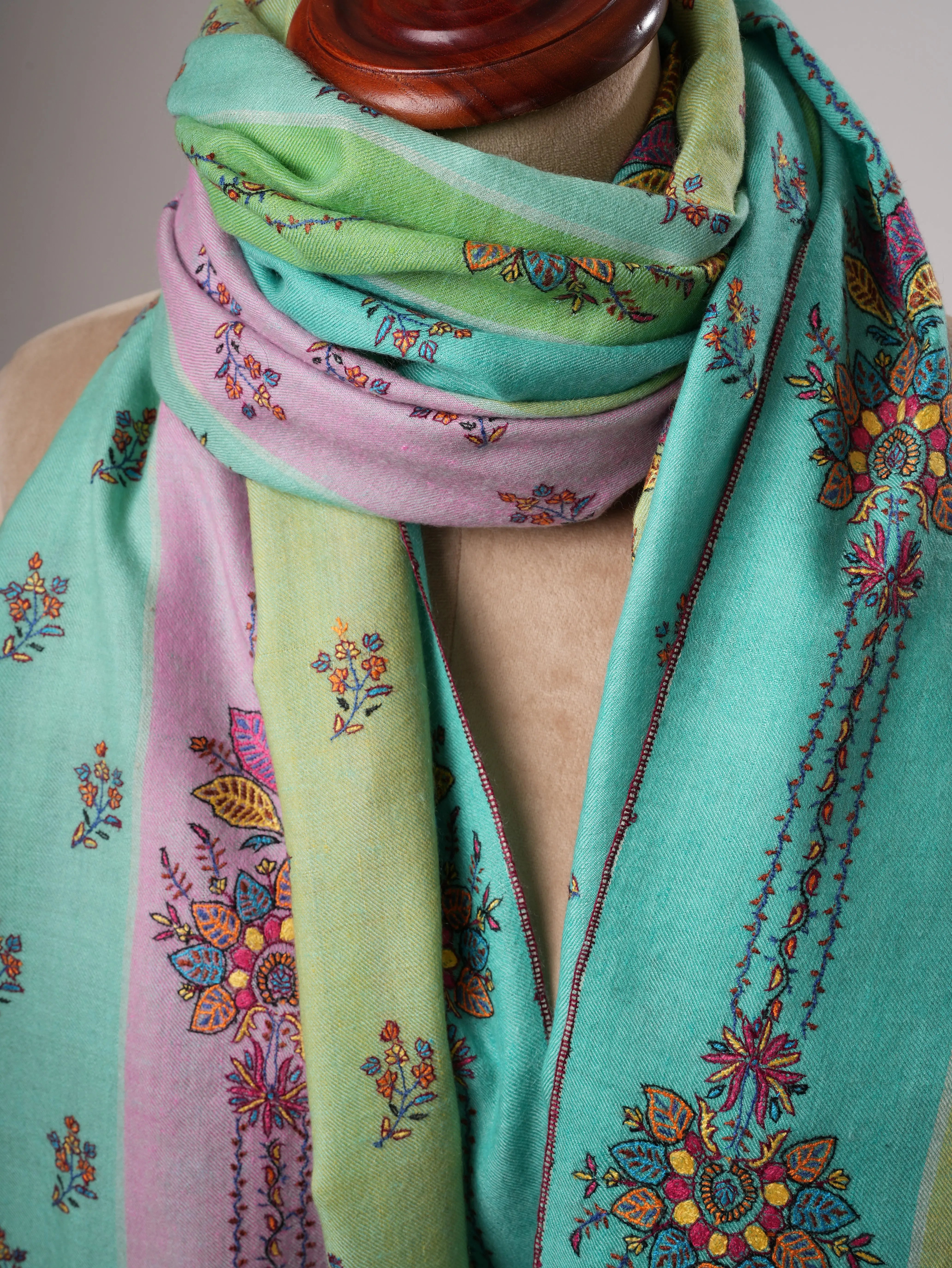 Handwoven Authentic Kashmiri Pashmina Shawl with Hand Embroidery Shahkaar