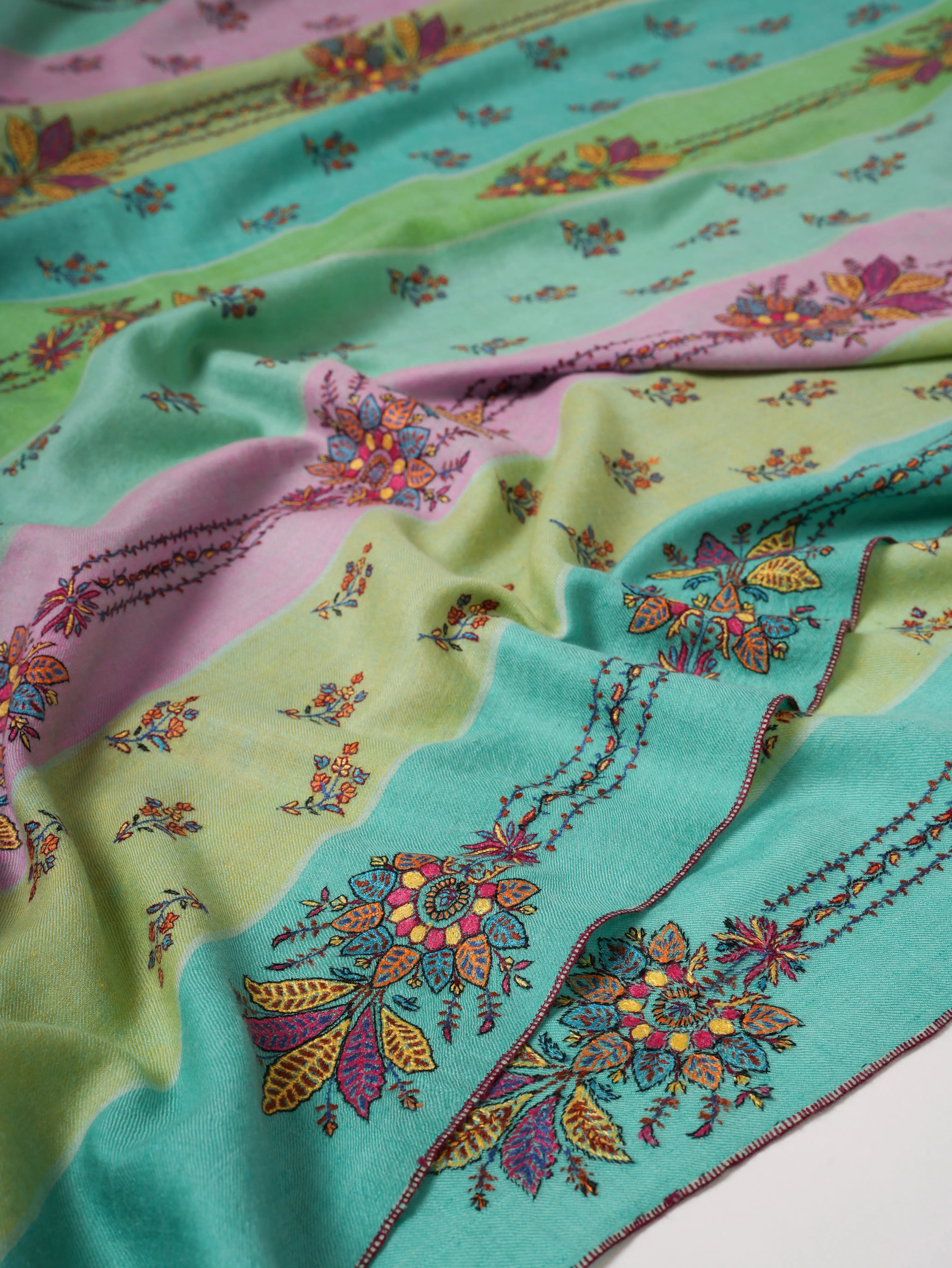 Handwoven Authentic Kashmiri Pashmina Shawl with Hand Embroidery Shahkaar