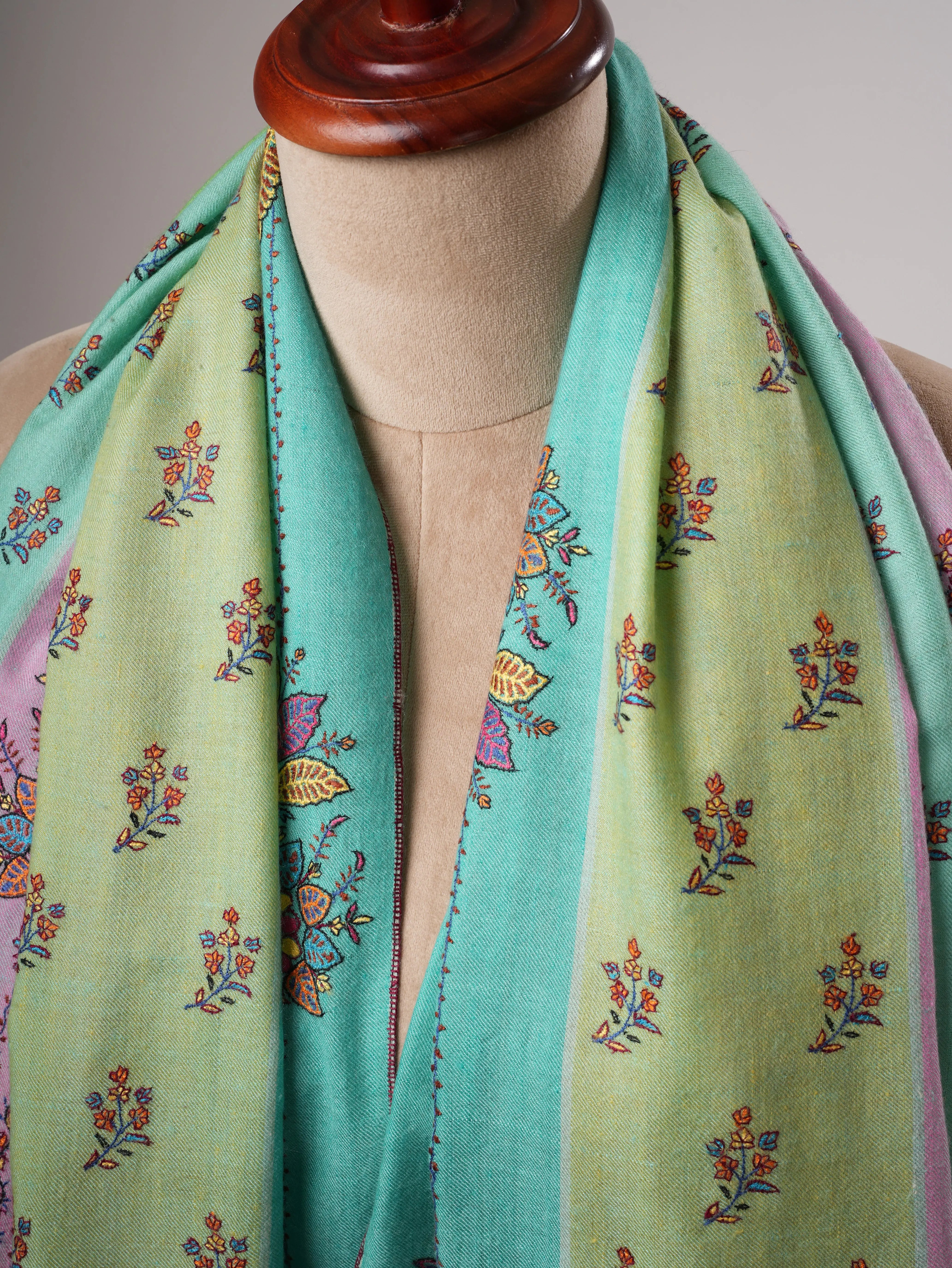 Handwoven Authentic Kashmiri Pashmina Shawl with Hand Embroidery Shahkaar