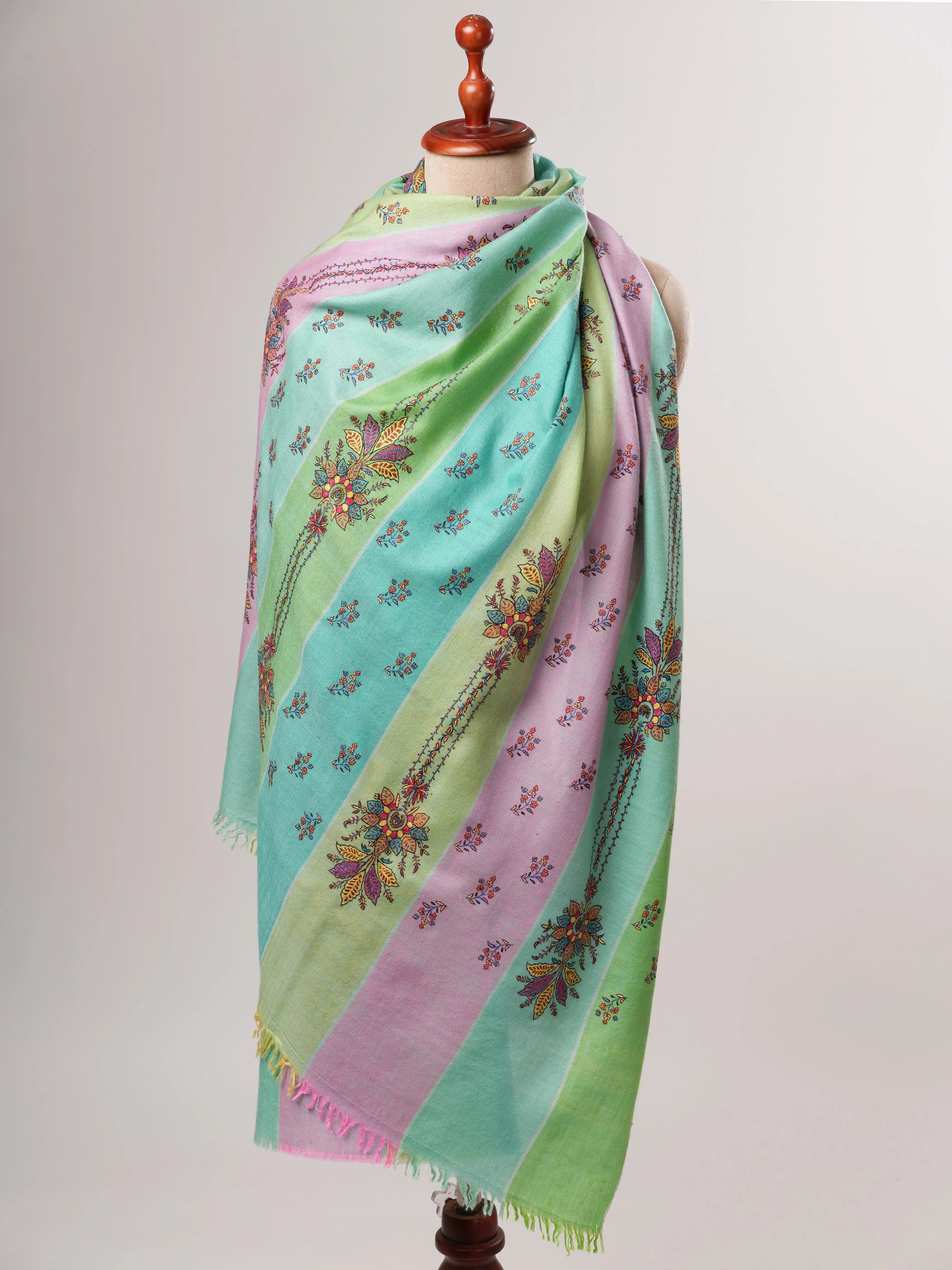 Handwoven Authentic Kashmiri Pashmina Shawl with Hand Embroidery Shahkaar