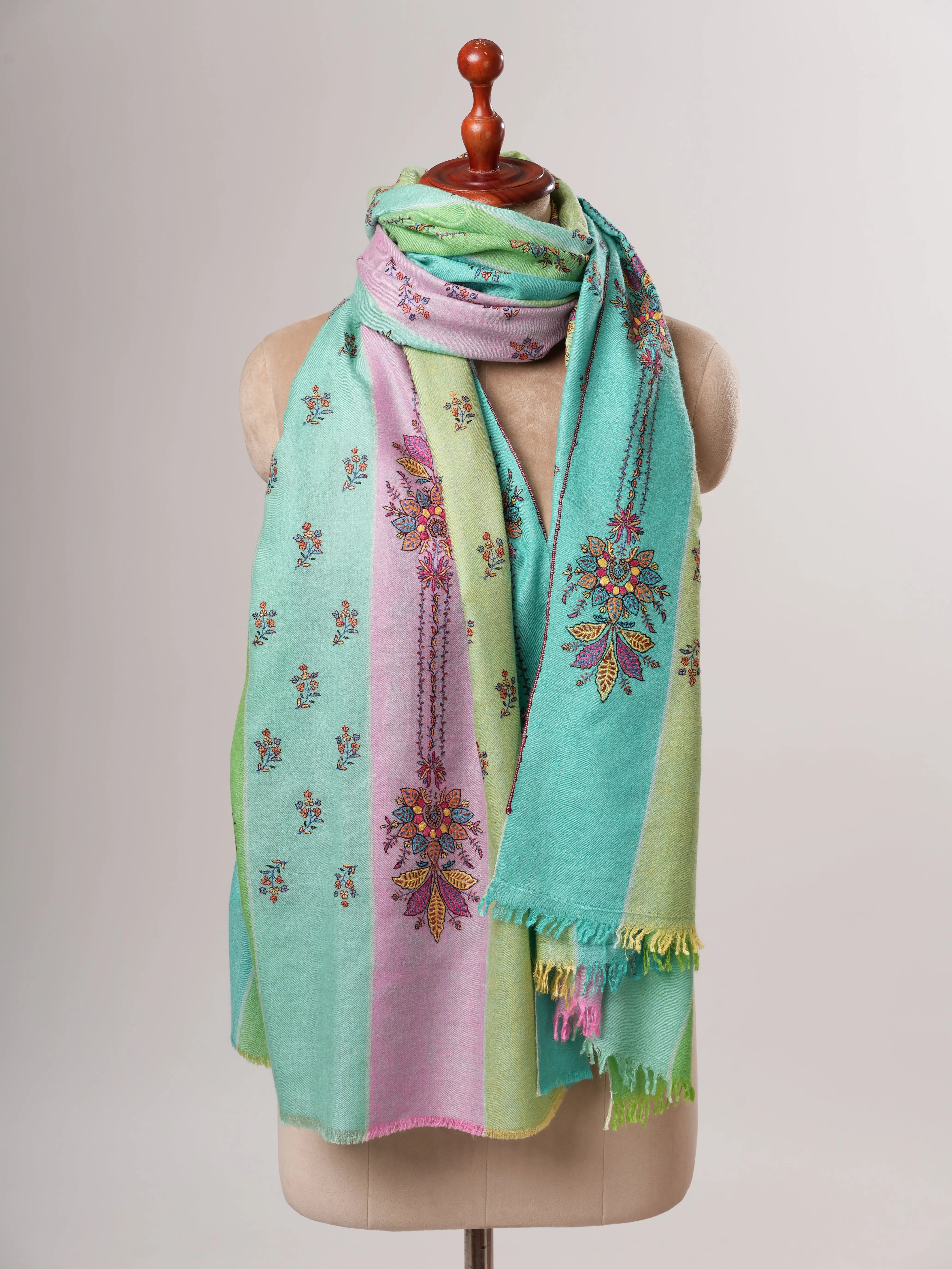 Handwoven Authentic Kashmiri Pashmina Shawl with Hand Embroidery Shahkaar