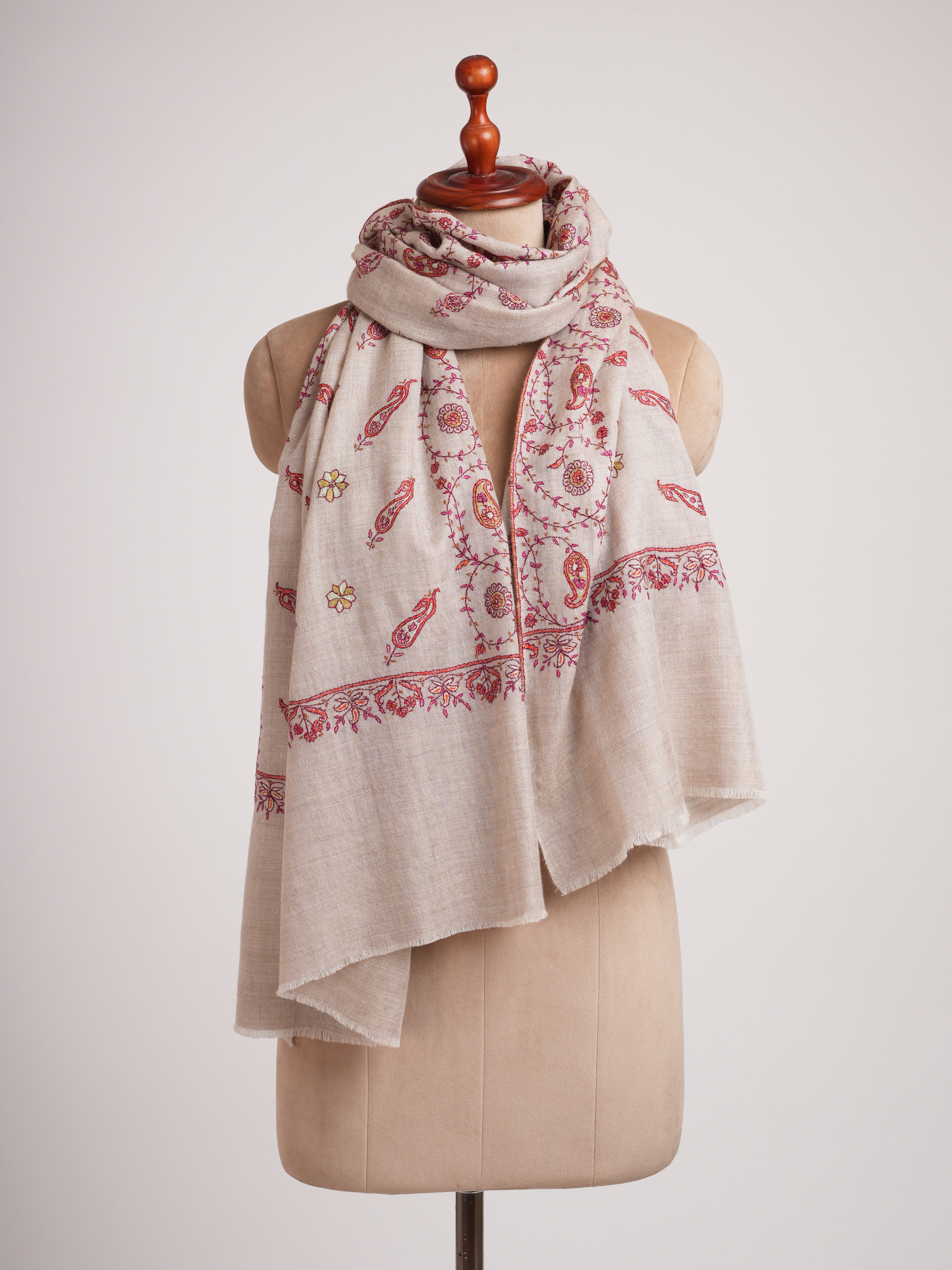 Buteh Khatras Hand Embroidered Pure Cashmere Wrap