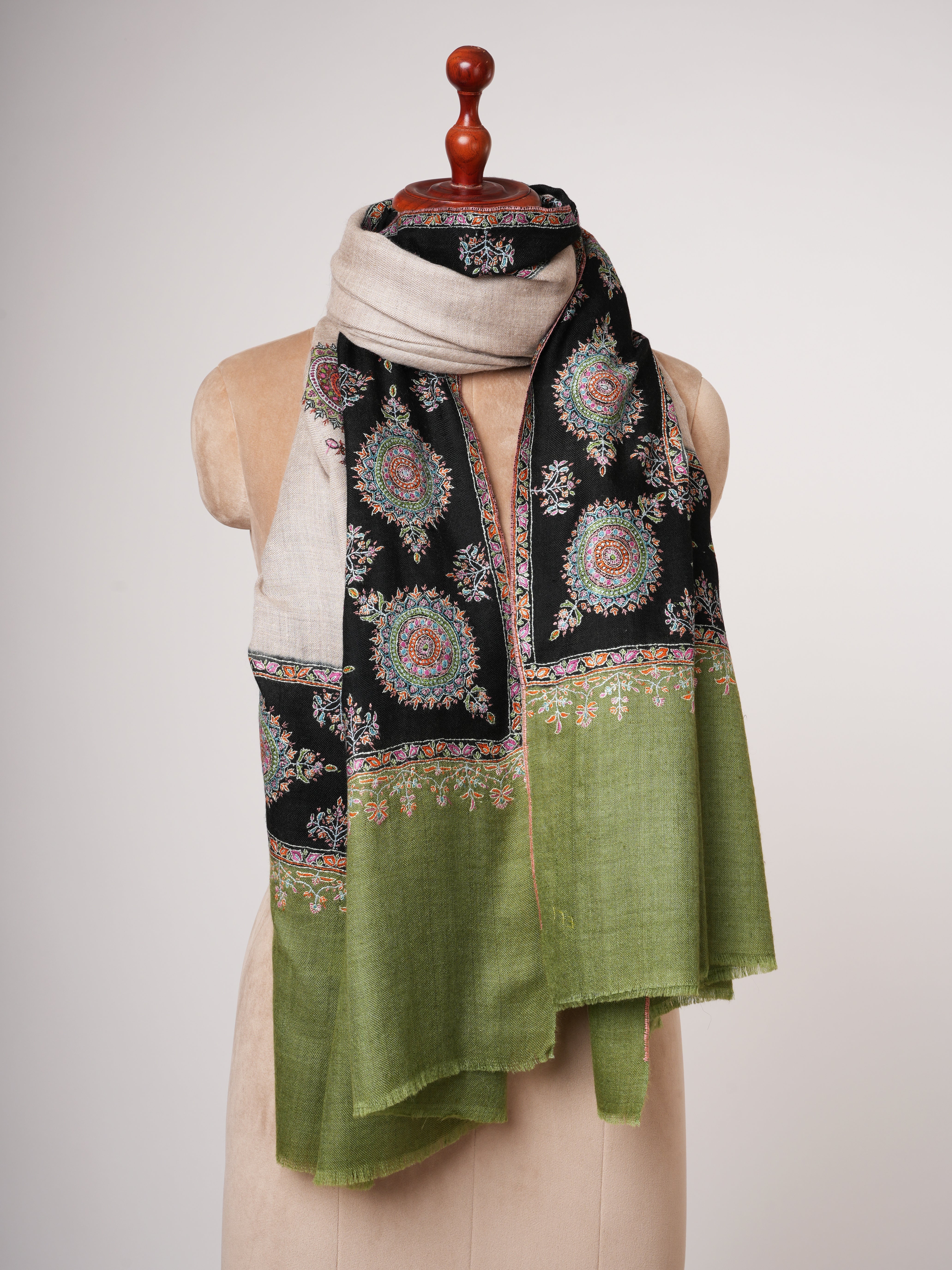 Artistic Hand Needlework Kashmiri Pashmina Shawl Shahkaar
