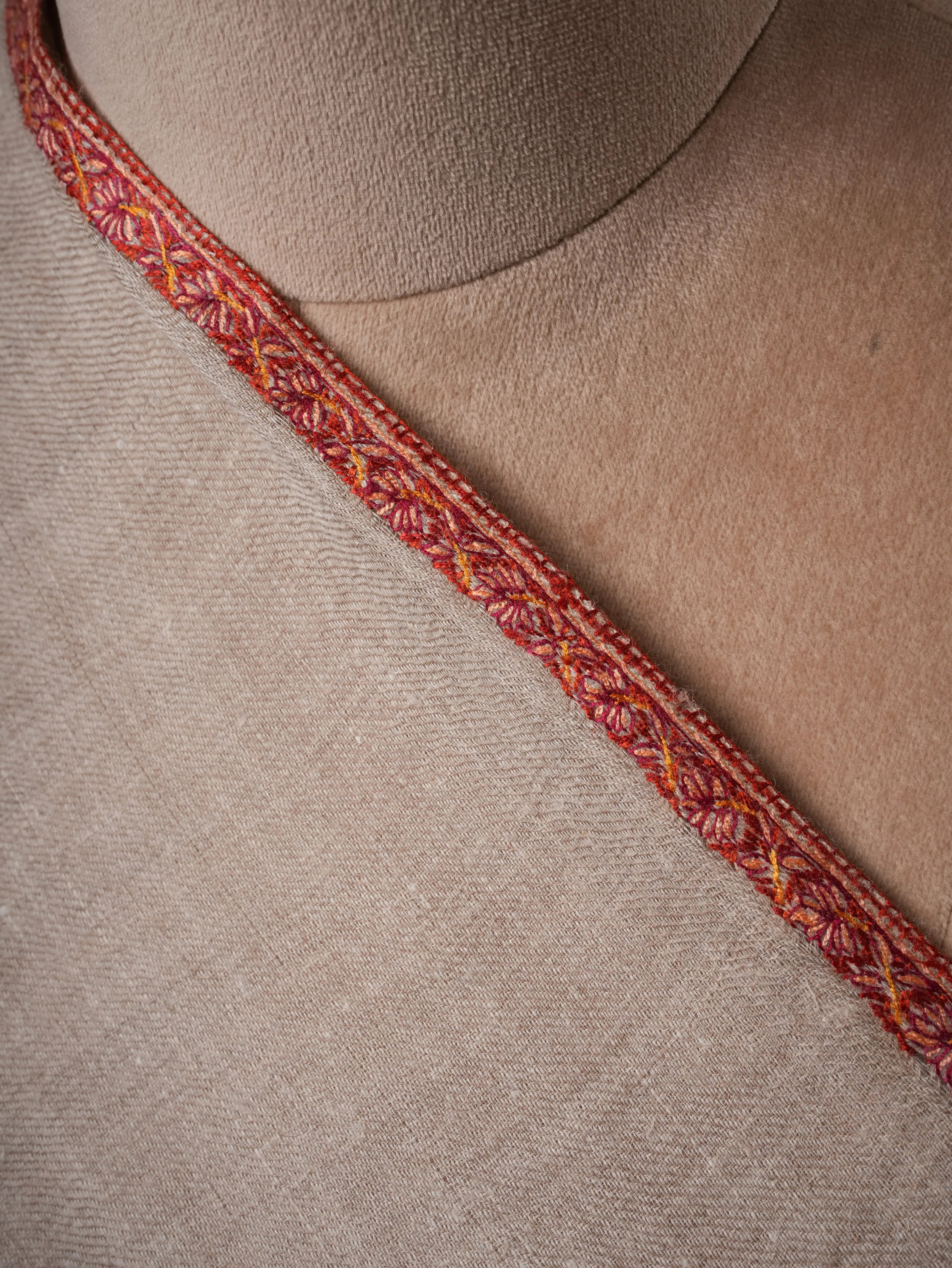 Handloomed Pashmina Shawl with Baildar Sozni Embroidery Shahkaar