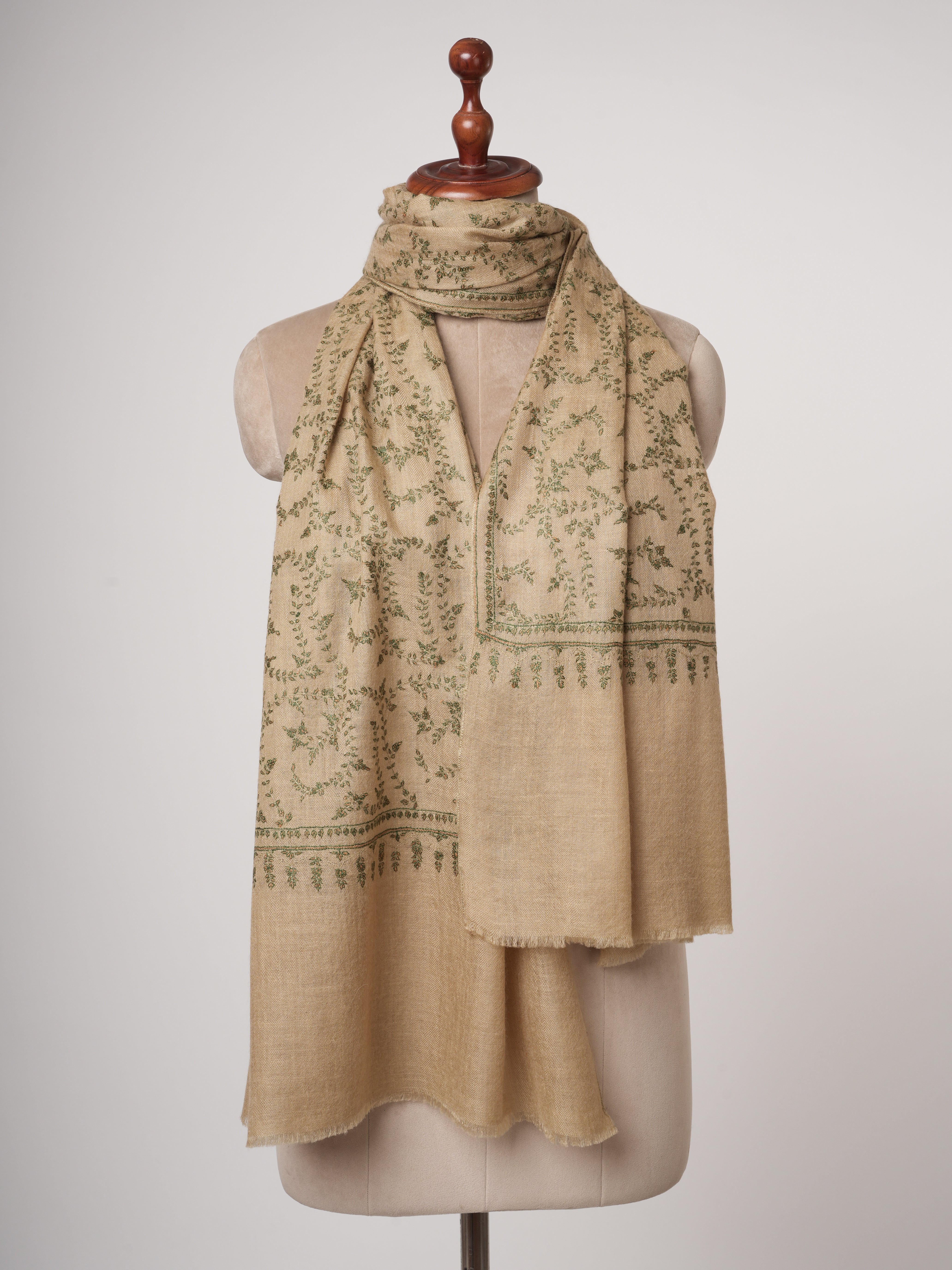 Sozni Embroidered Baby Soft Cashmere Scarf | Handwoven Sustainable Luxury