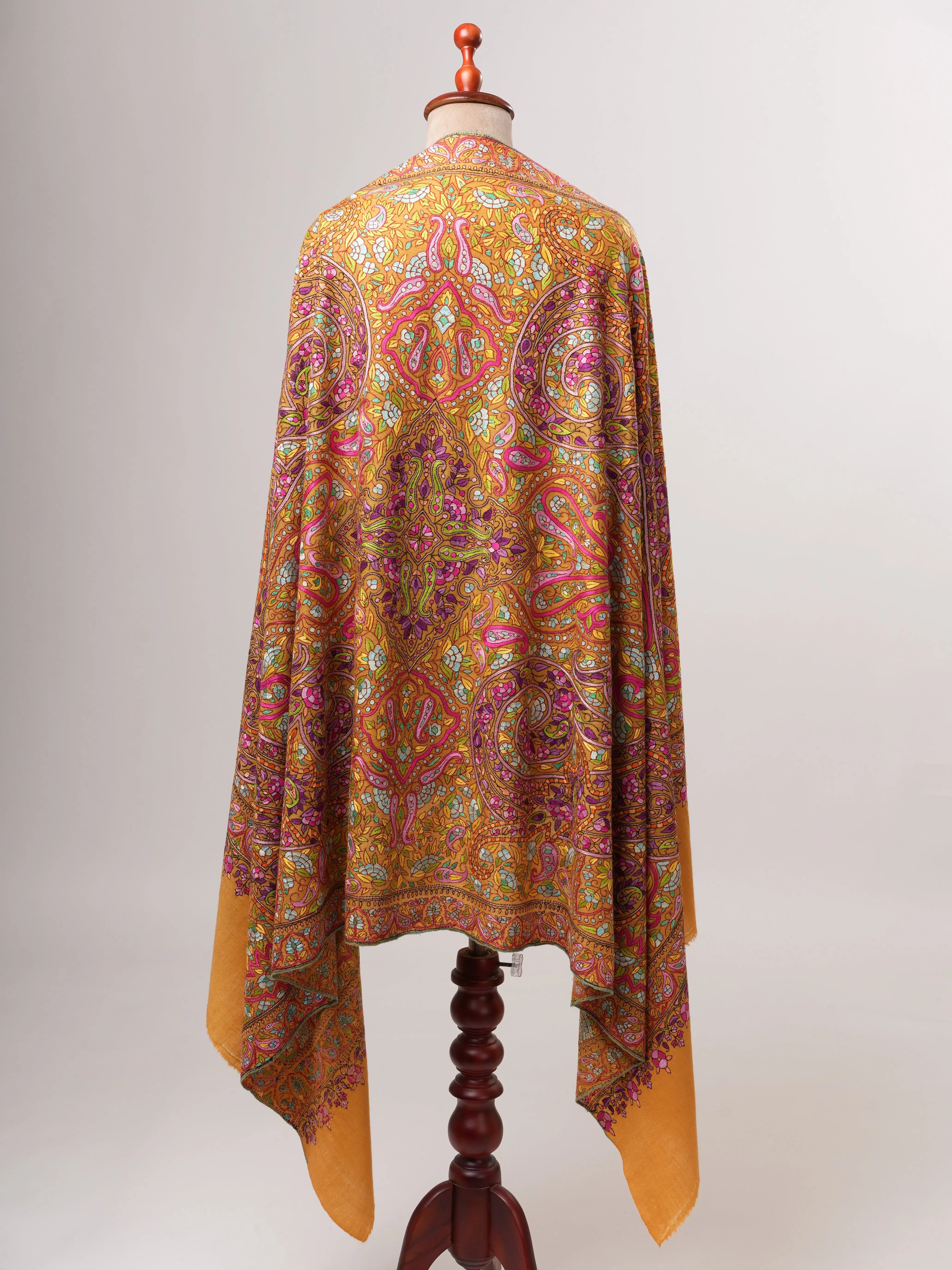 Hand Embroidered Papier Mâché Jamavar Pashmina Shawl Shahkaar