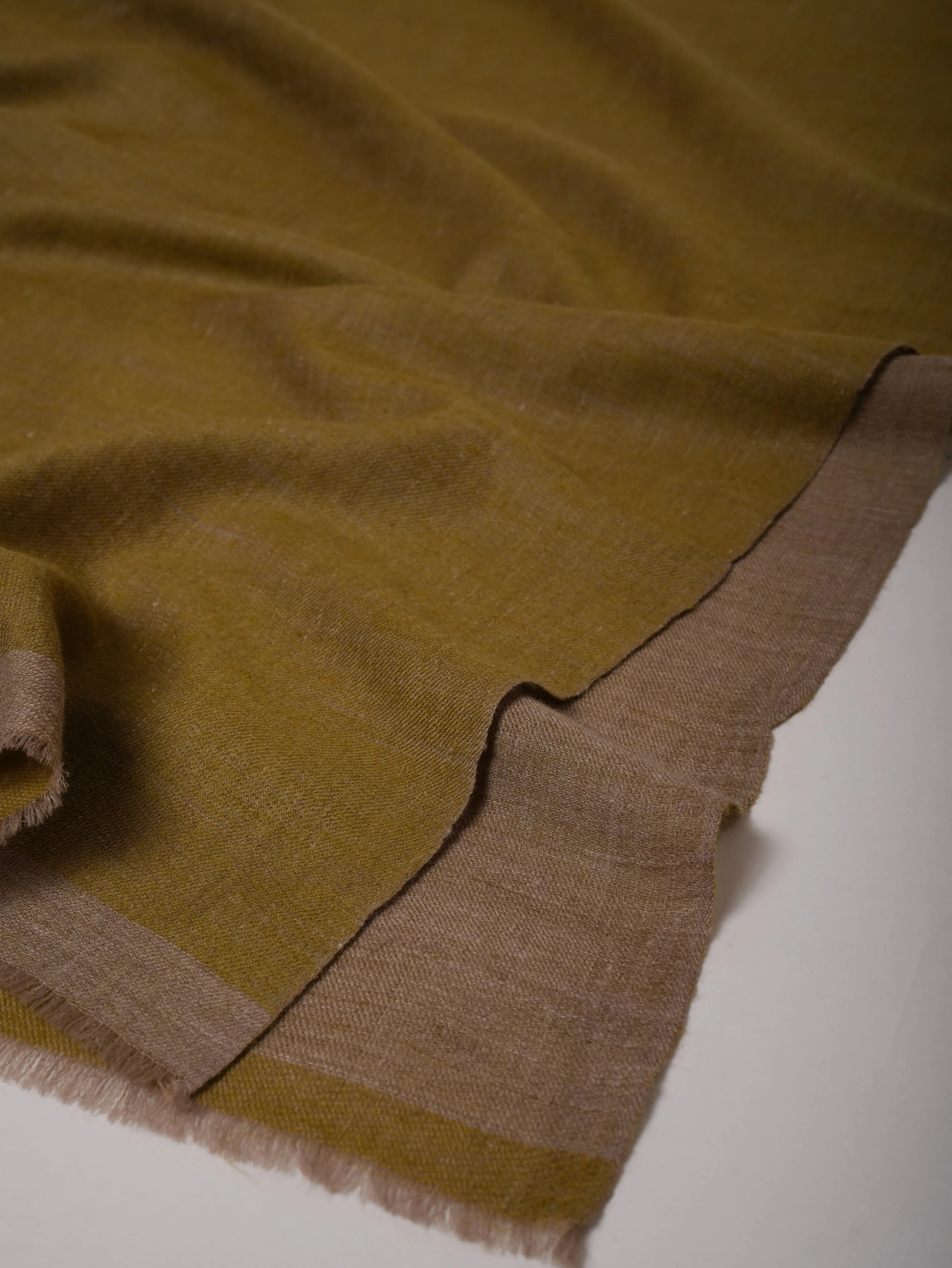 Handwoven Dual Tone Pashmina Shawl in Olive Natural Grey Shahkaar