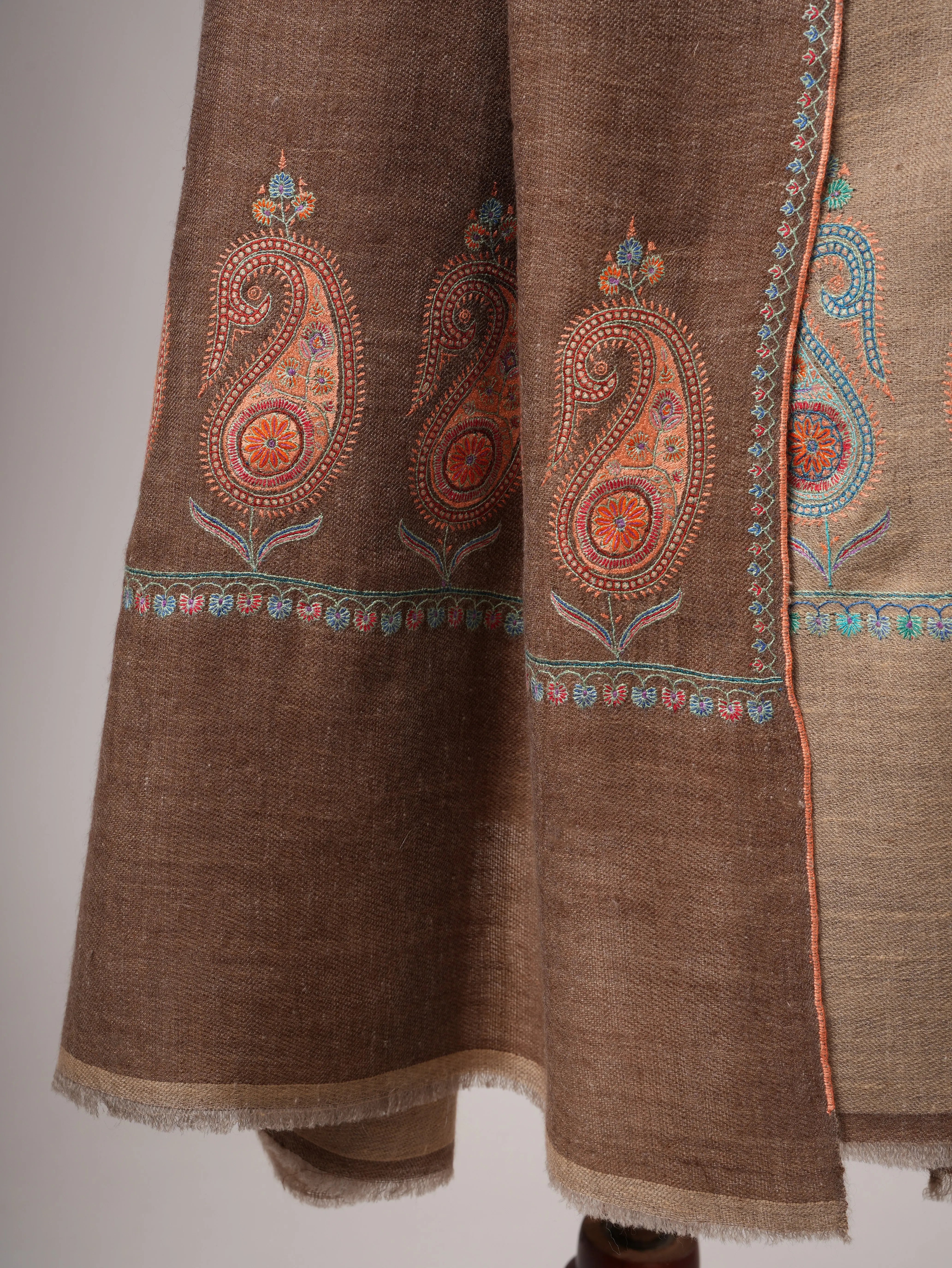 Dual Shade Pashmina Shawl – Hand Embroidered Aksi  Design Shahkaar