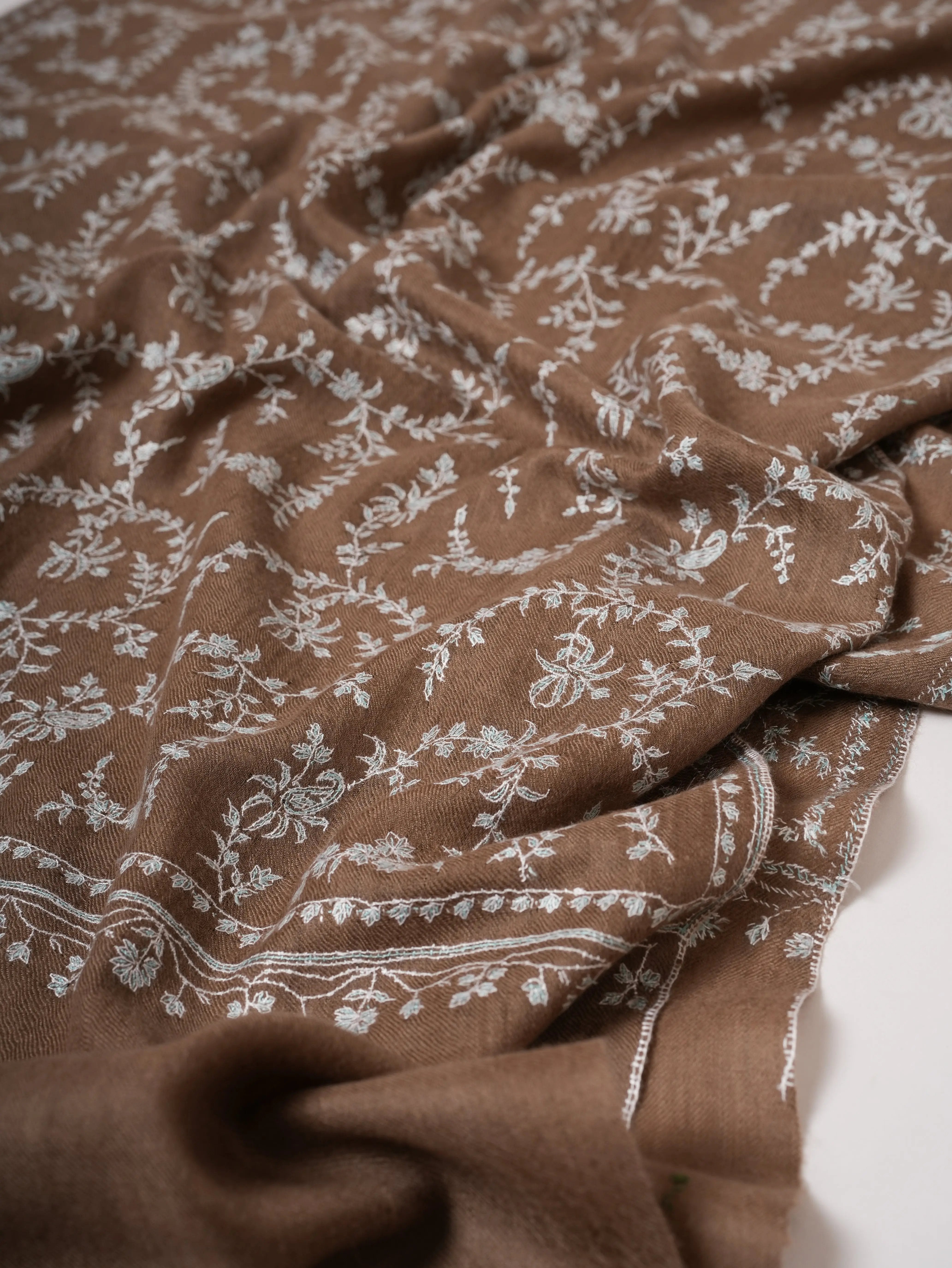 Toosh Color Cashmere Scarf with Jali Sozni Embroidery Shahkaar