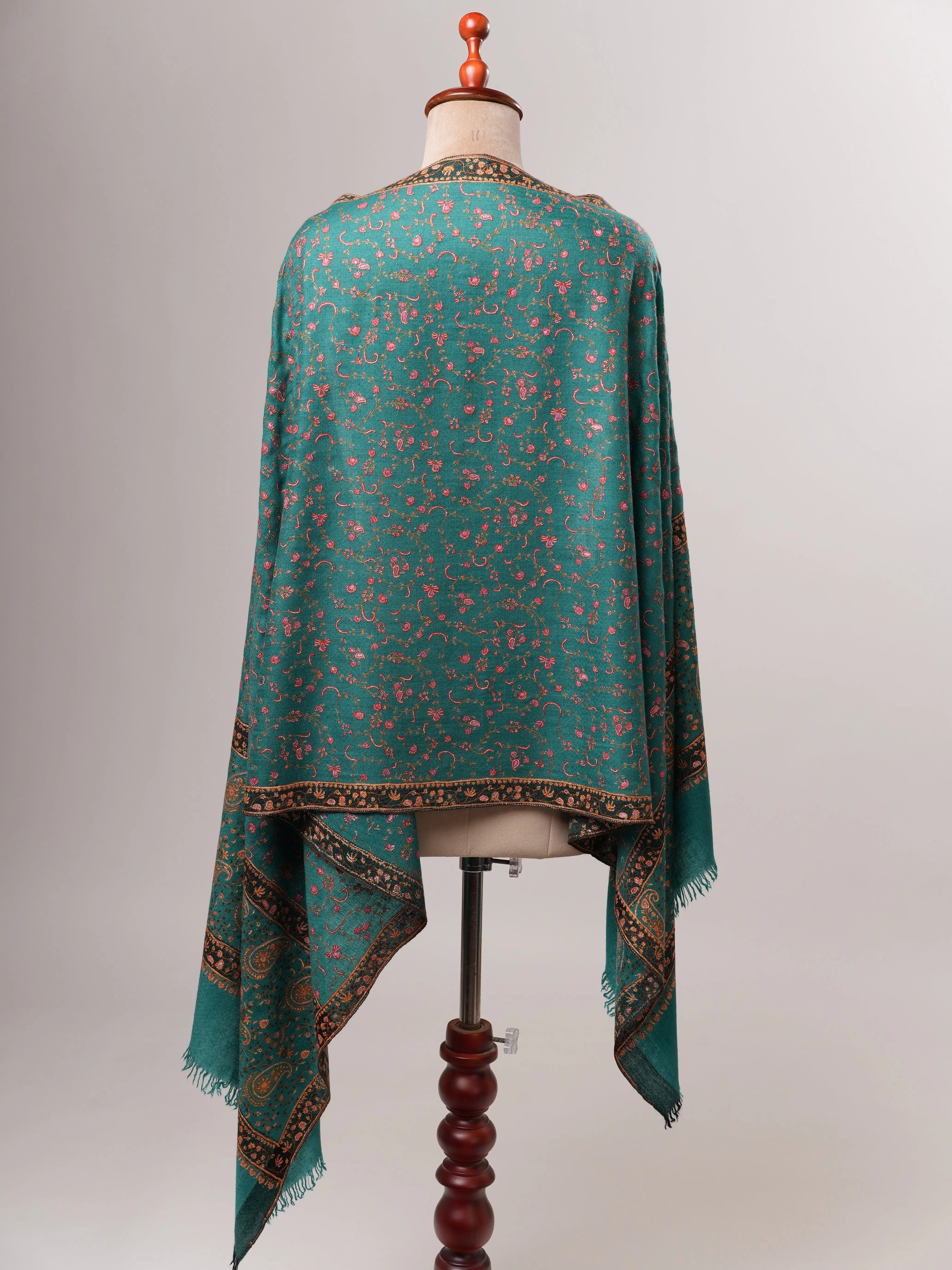 Handwoven Cashmere Scarf with Fine Jali Hand Embroidery Shahkaar