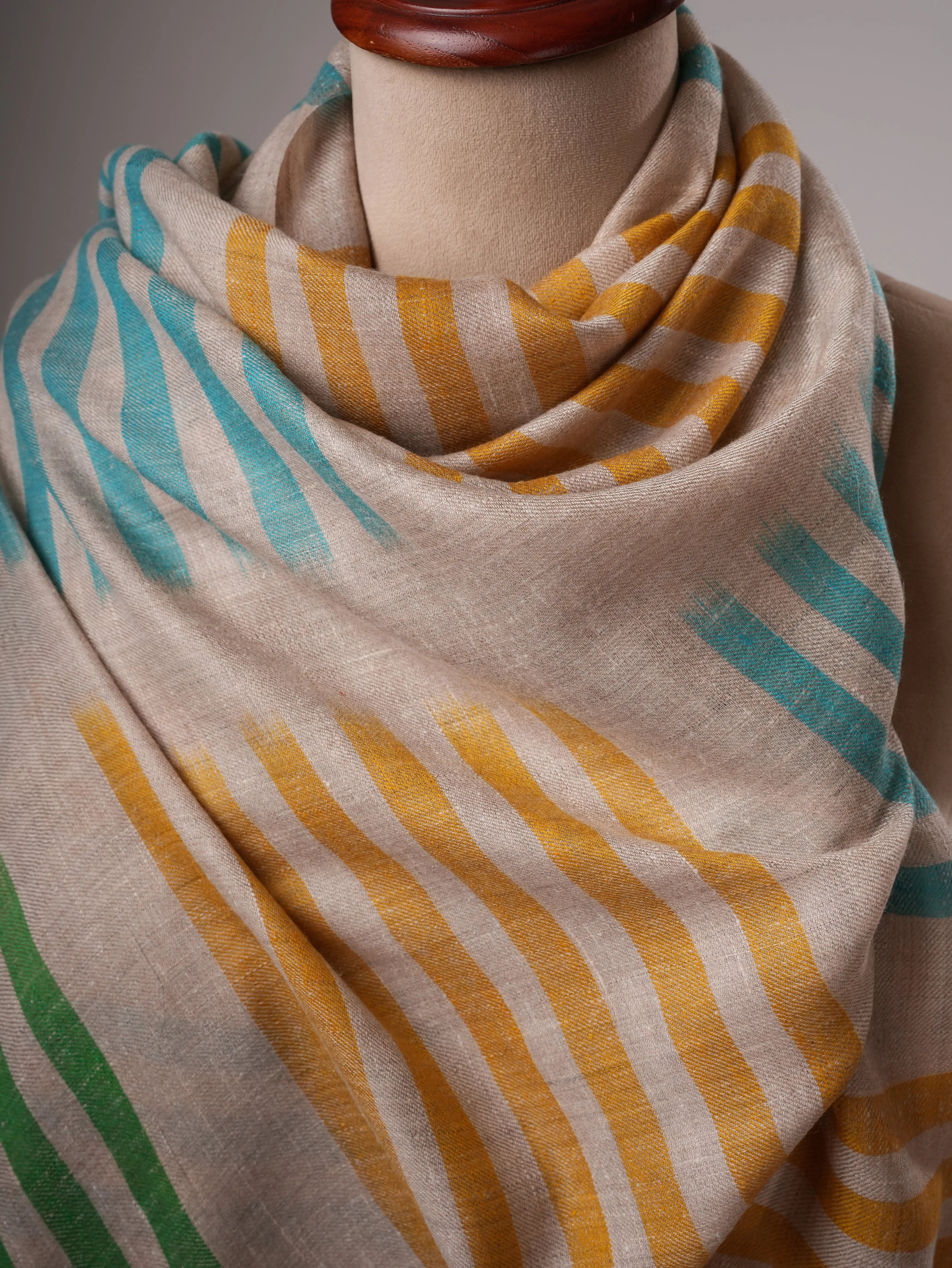 Warm Feather Soft Striped Handwoven Pashmina Shawl Shahkaar
