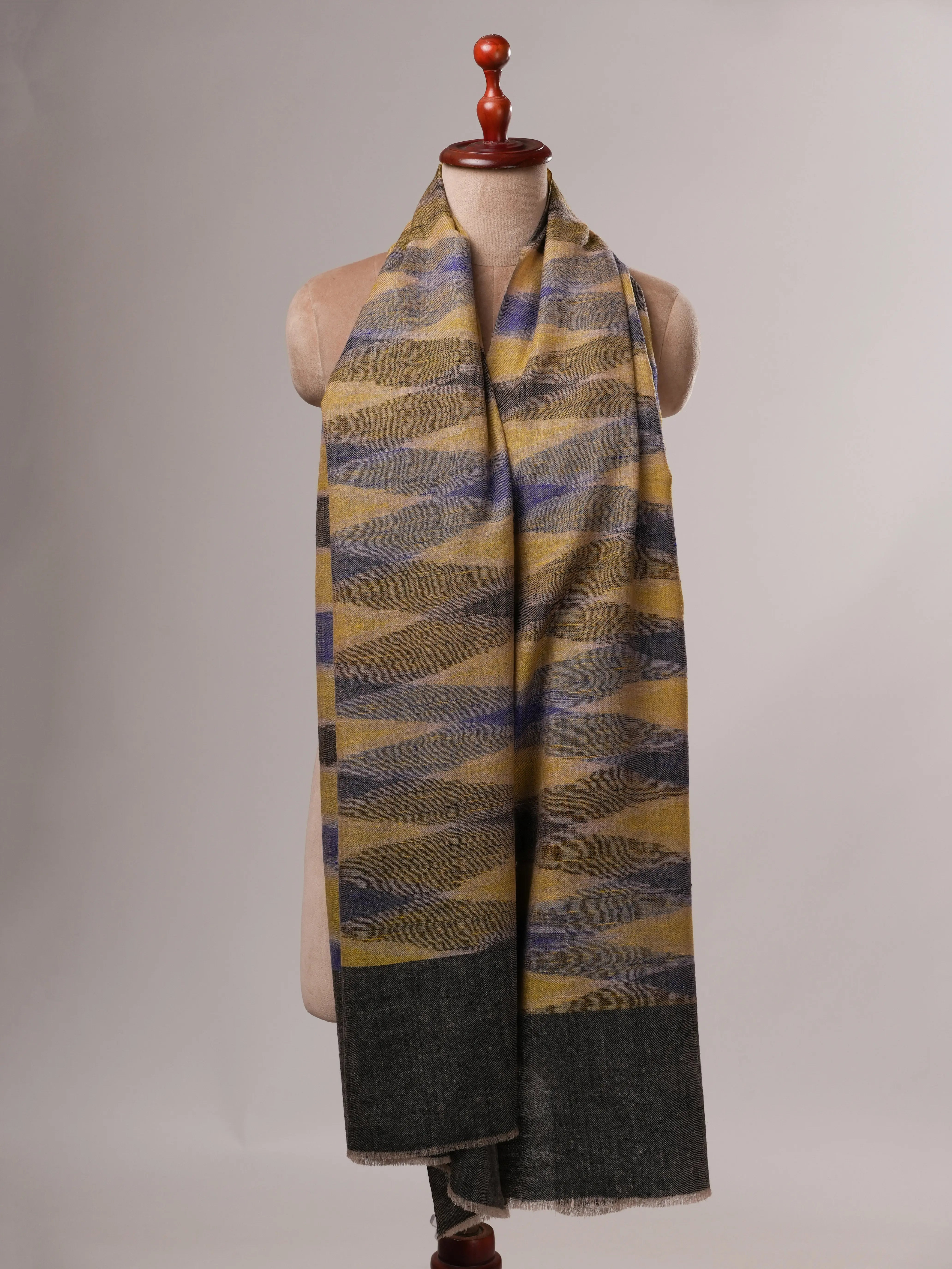 Artisan Crafted featherlight Ikat Pure Pashmina Shawl Shahkaar