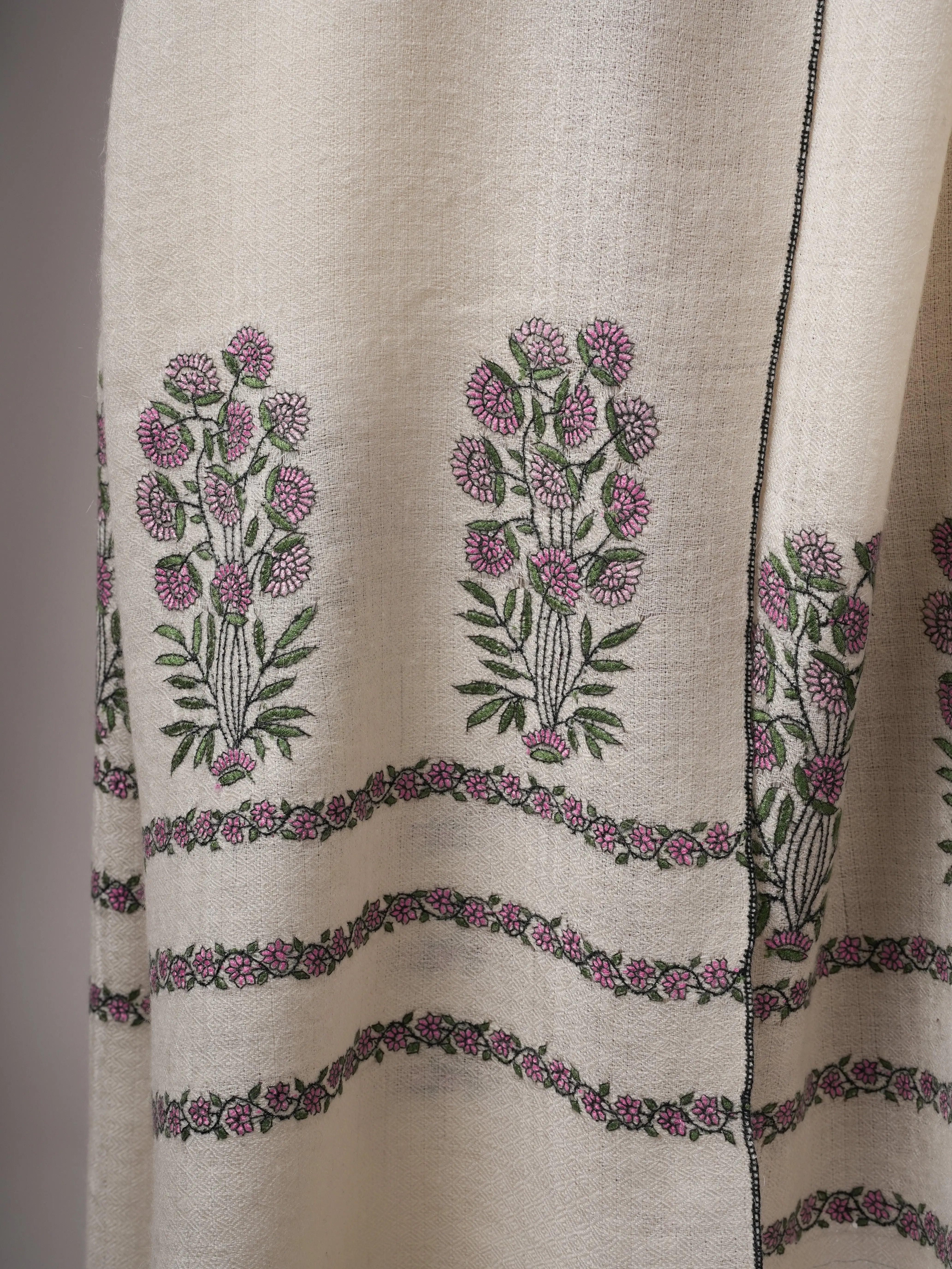 Baby Soft Cashmere Scarf Featuring Mughal Embroidery Shahkaar