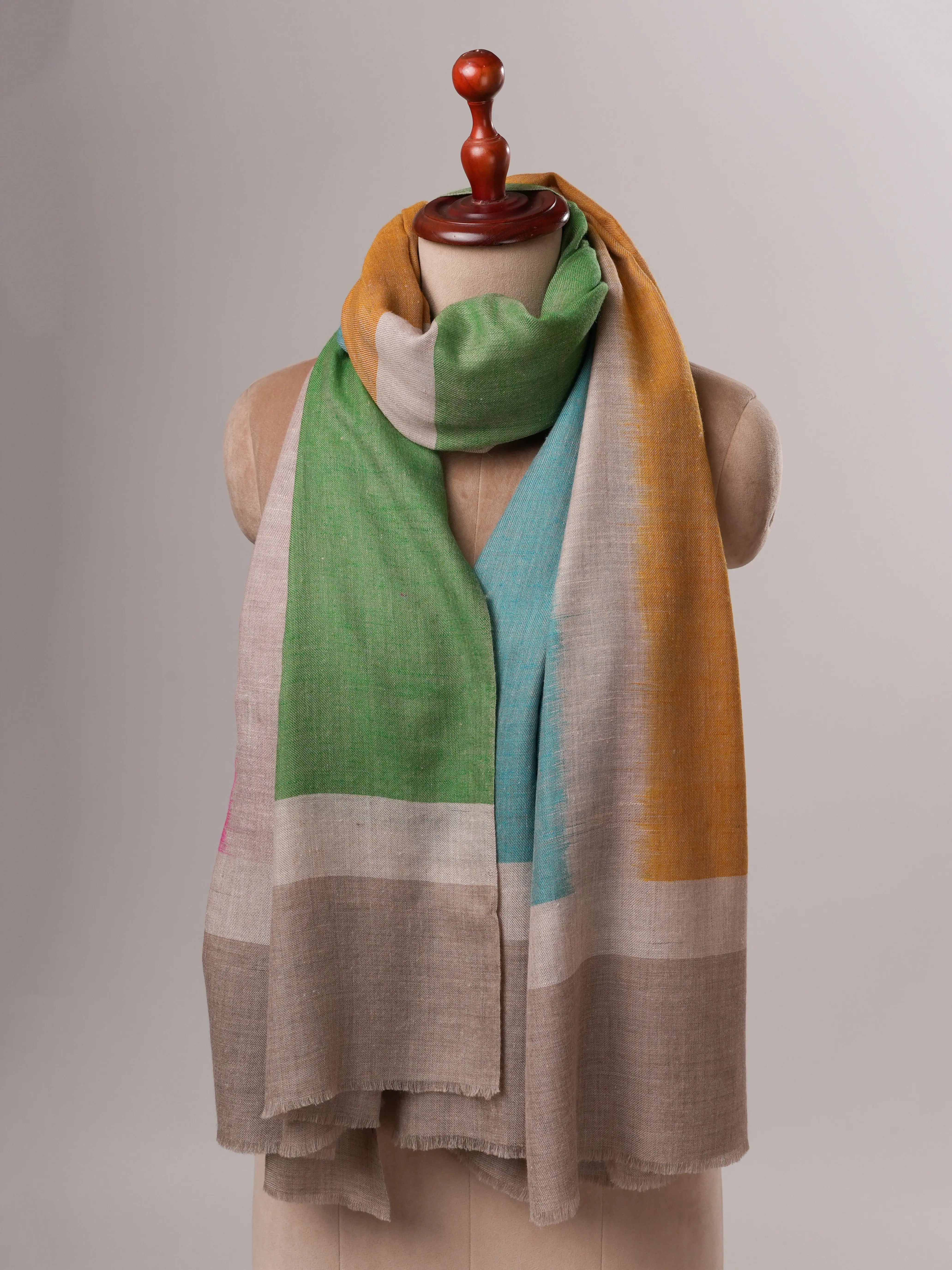 Handloomed Featherlight Baby Soft Ikat Pashmina Wrap Shahkaar