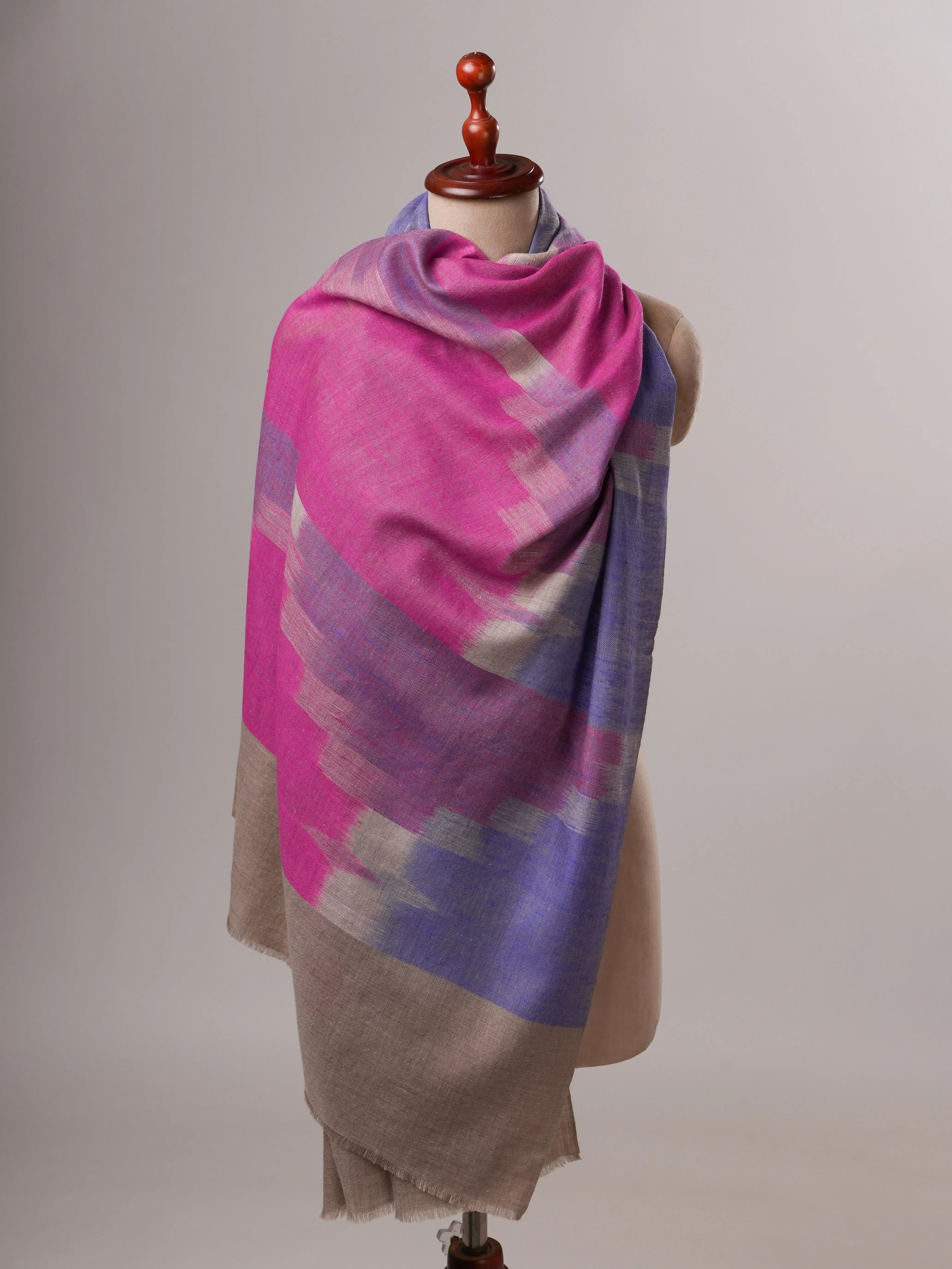 Contemporary Handwoven Kashmiri Pure Pashmina Shawl Shahkaar