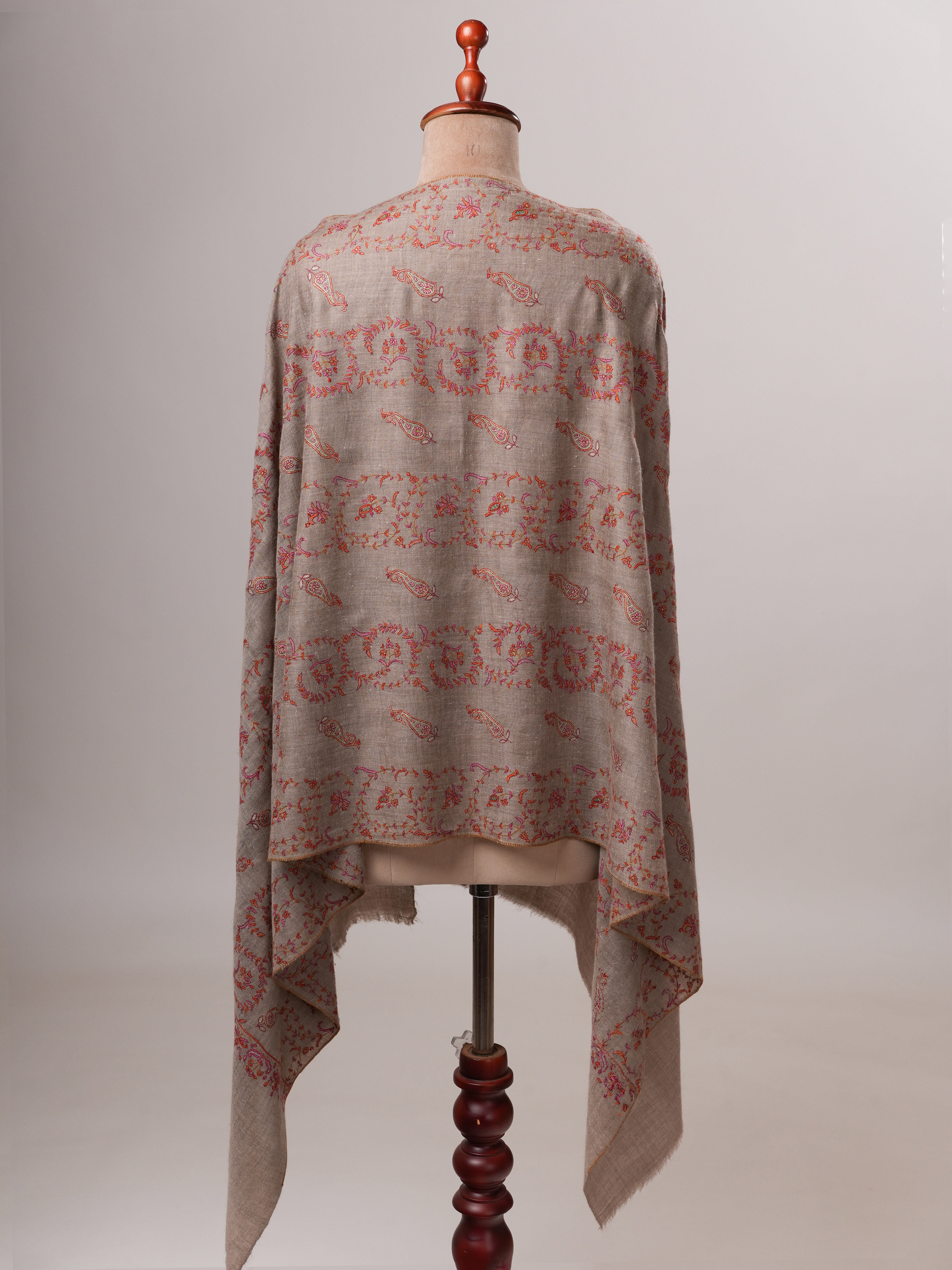 Artisan Crafted Black Cashmere Scarf Featuring Intricate Hand Artwork Shahkaar