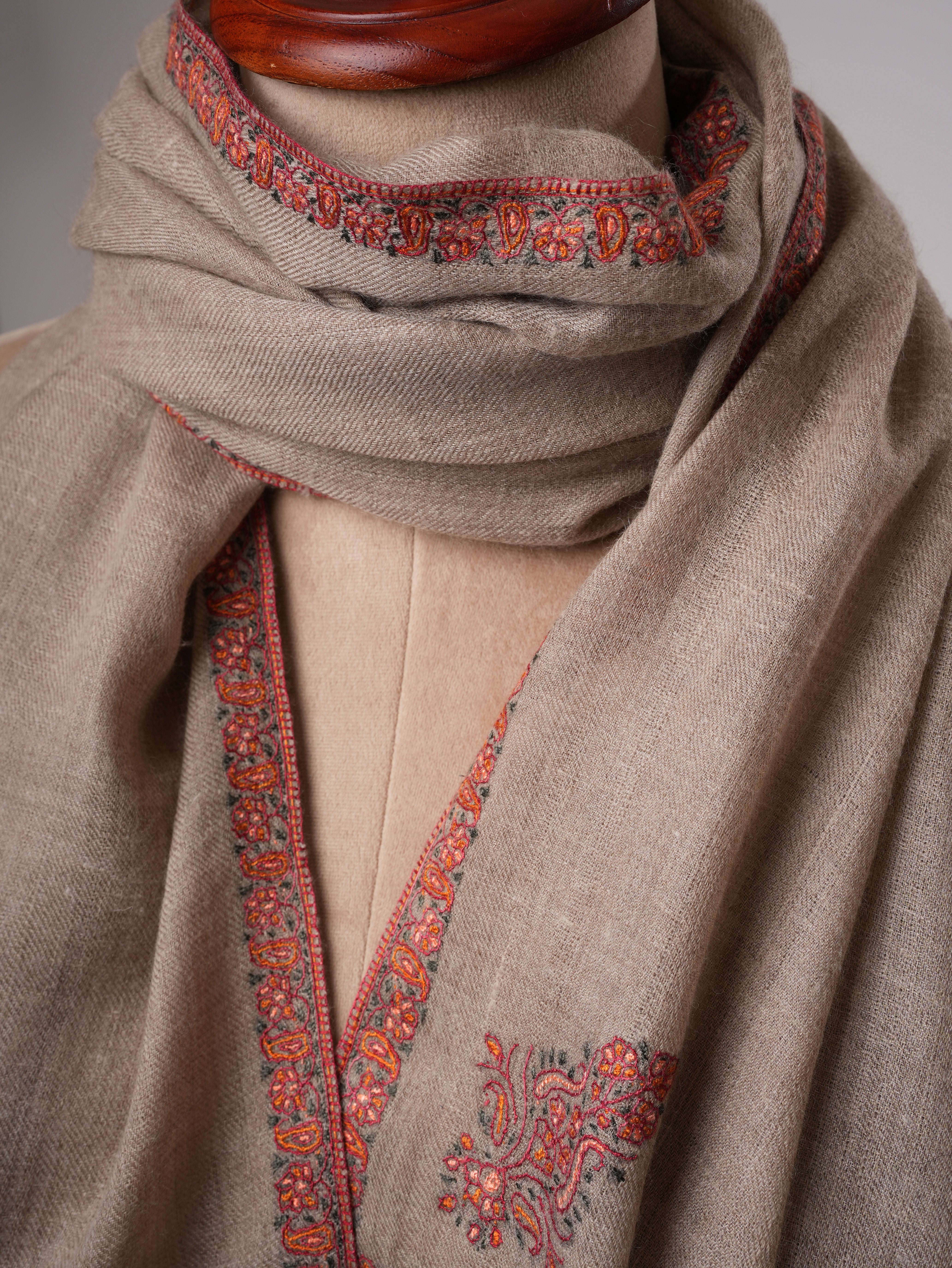 Soft Kashmiri Cashmere Scarf Featuring Fine Bail Handwork Shahkaar