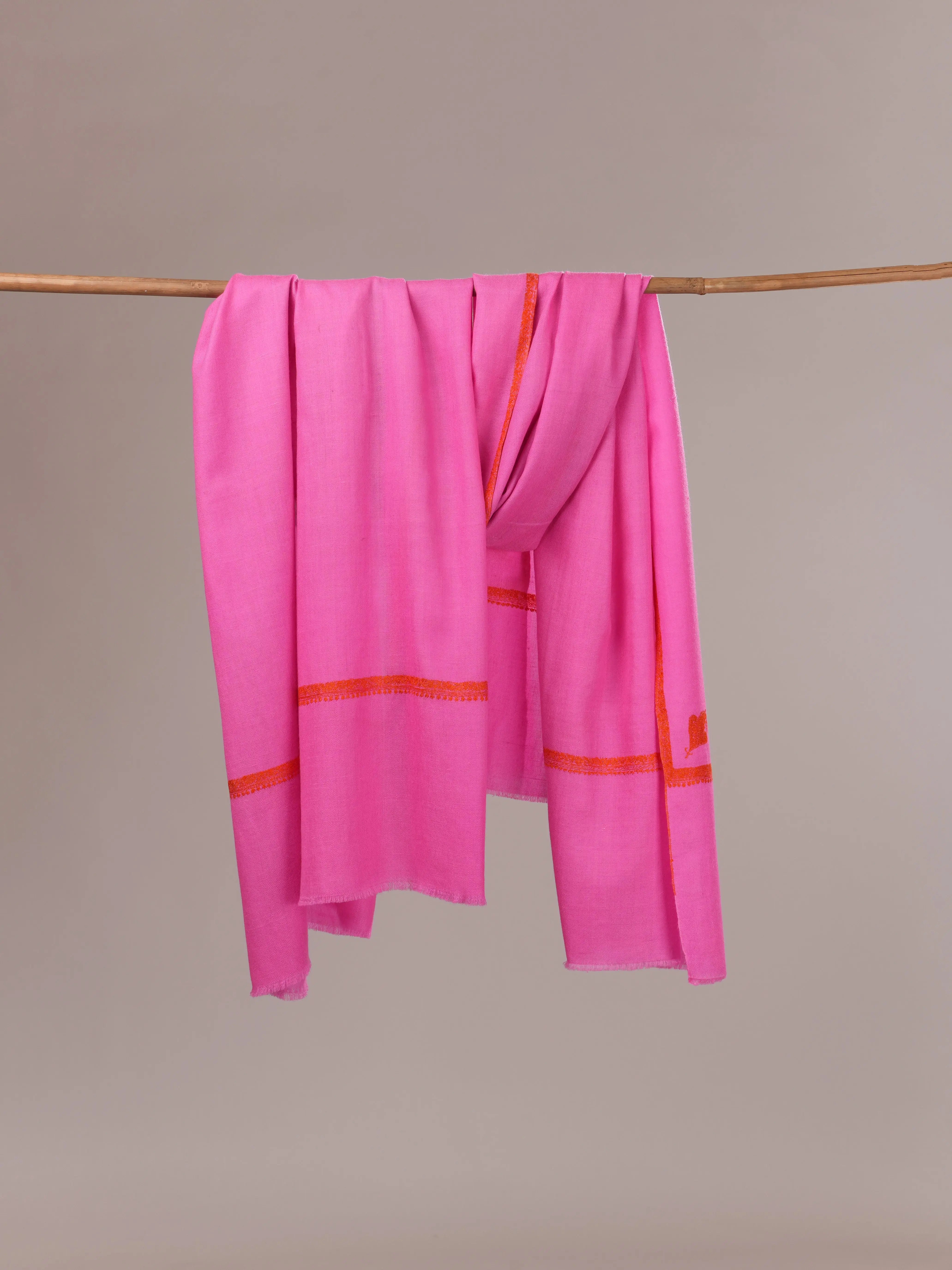 Magenta Hashia Embroidered Handwoven Soft Pashmina Shawl Shahkaar.com